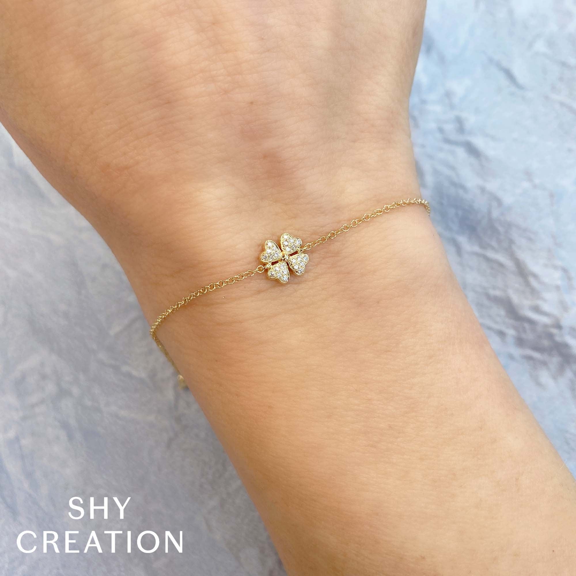 Shy Creation Diamond Four Leaf Clover Bracelet