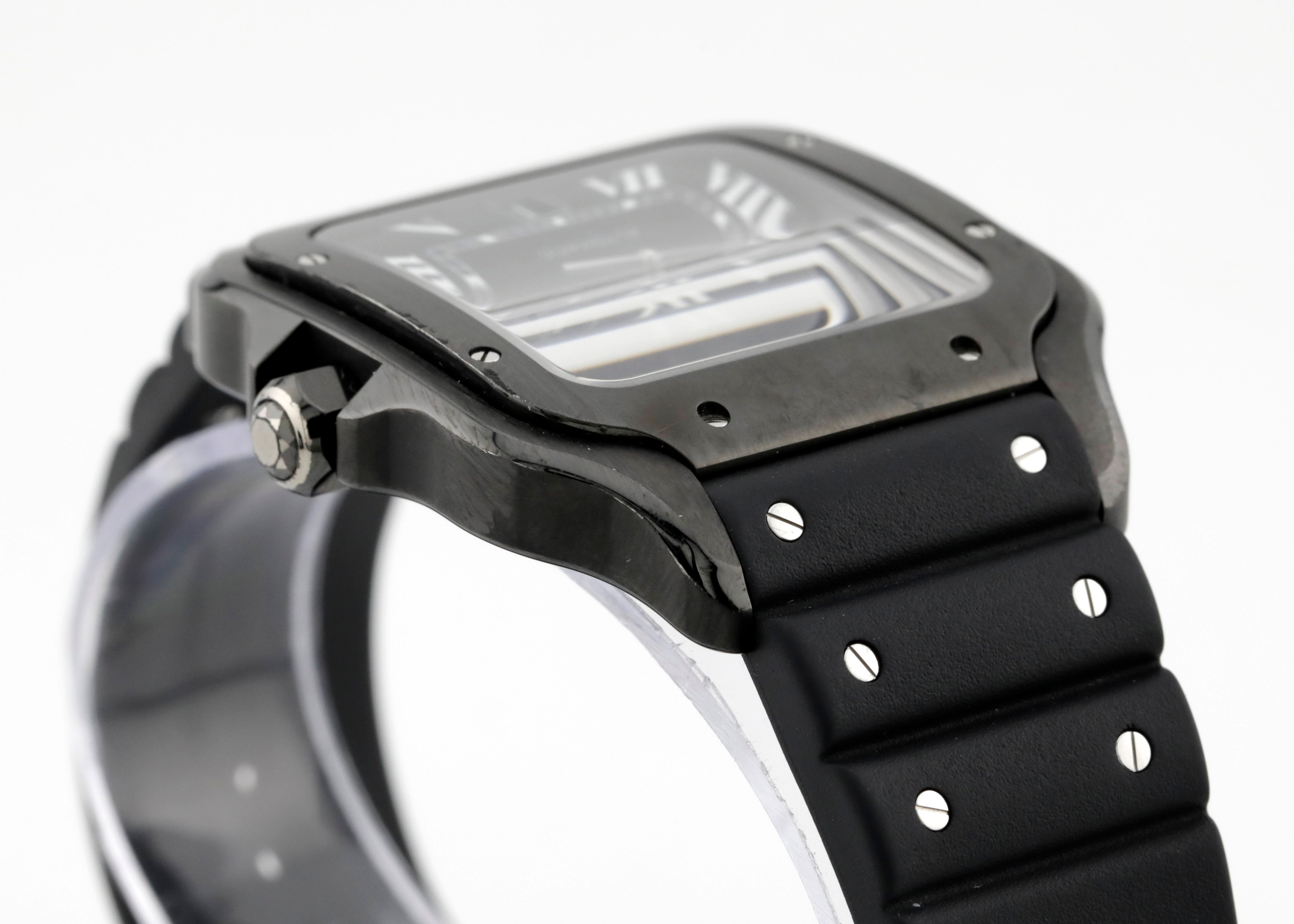 Pre Owned Cartier Santos De Cartier Black Steel Large Ref. WSSA0039