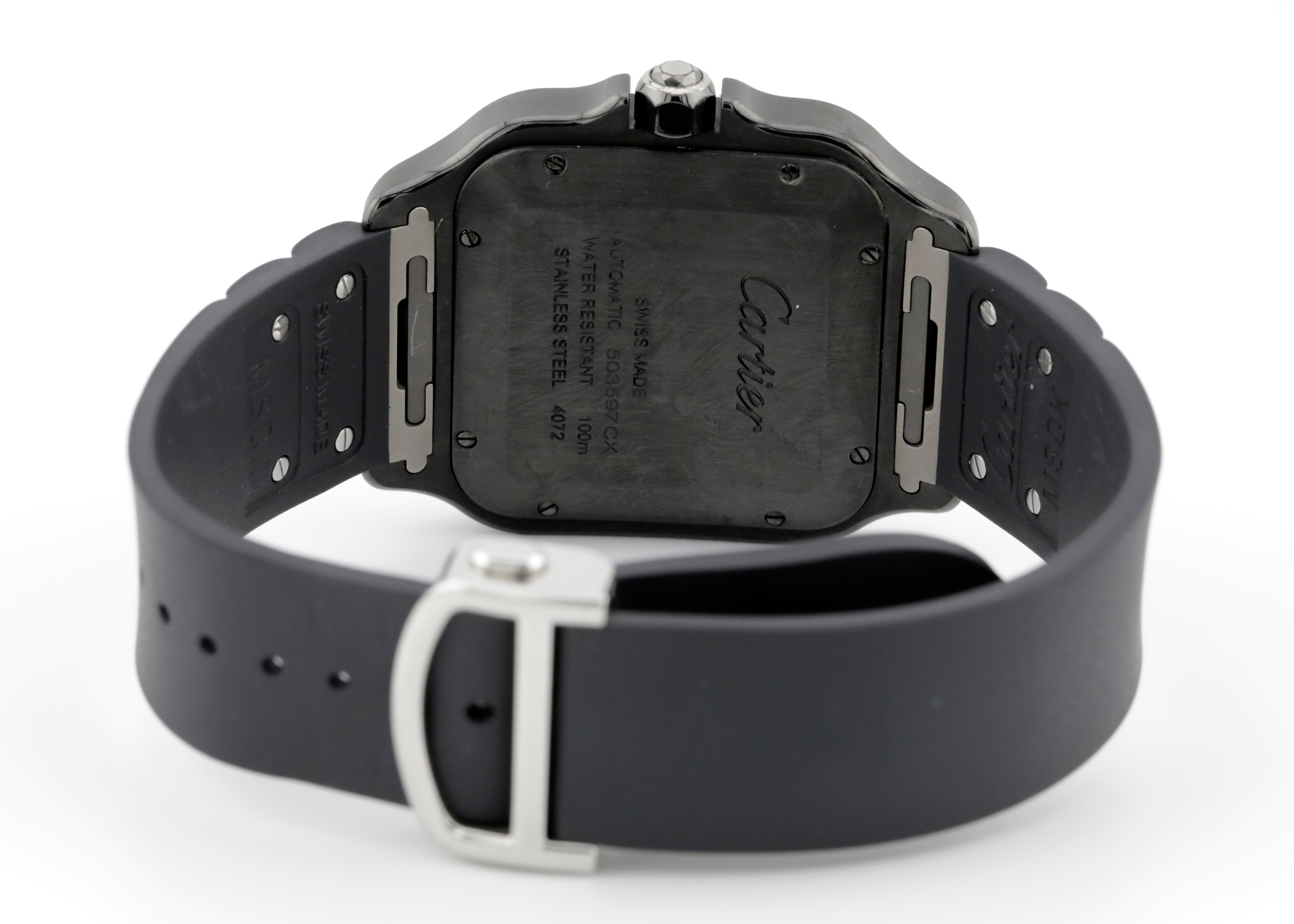 Pre Owned Cartier Santos De Cartier Black Steel Large Ref. WSSA0039