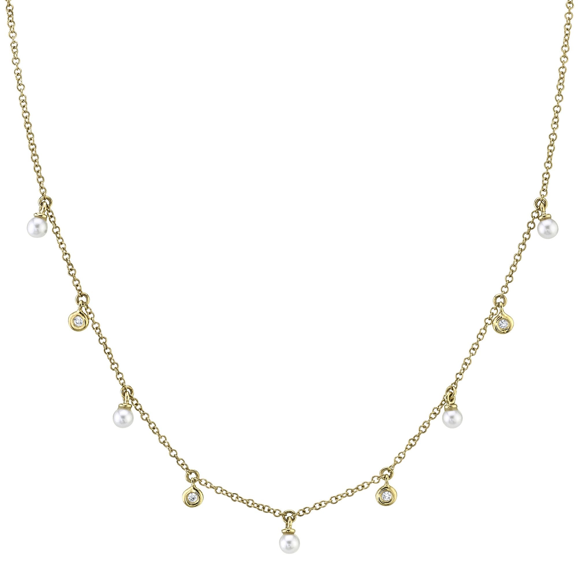 Shy Creation Diamond and Pearl Necklace