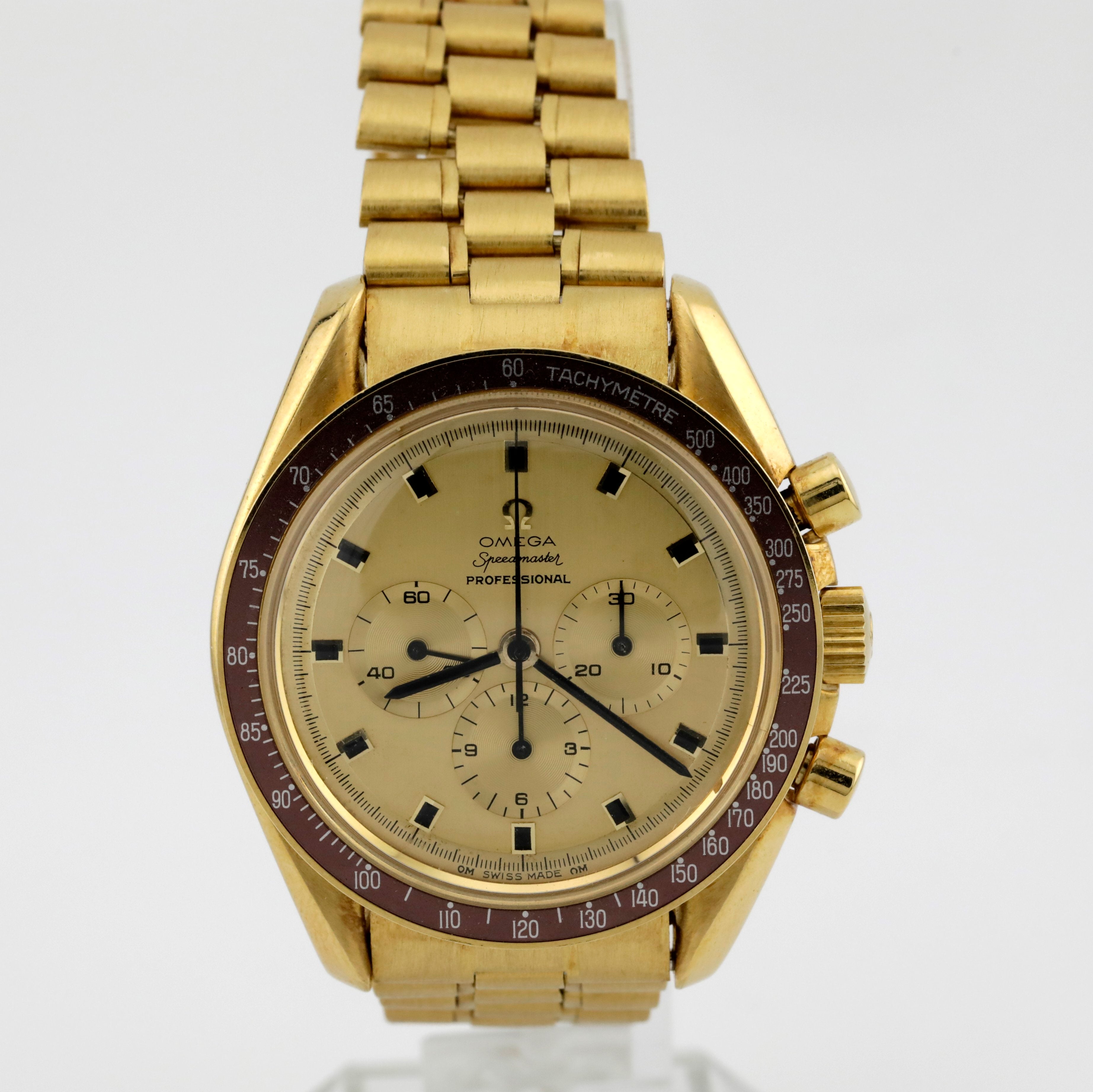 Pre Owned Omega Speedmaster Professional Moonwatch Apollo 11 Limited Edition 18k Gold Ref# BA145.022