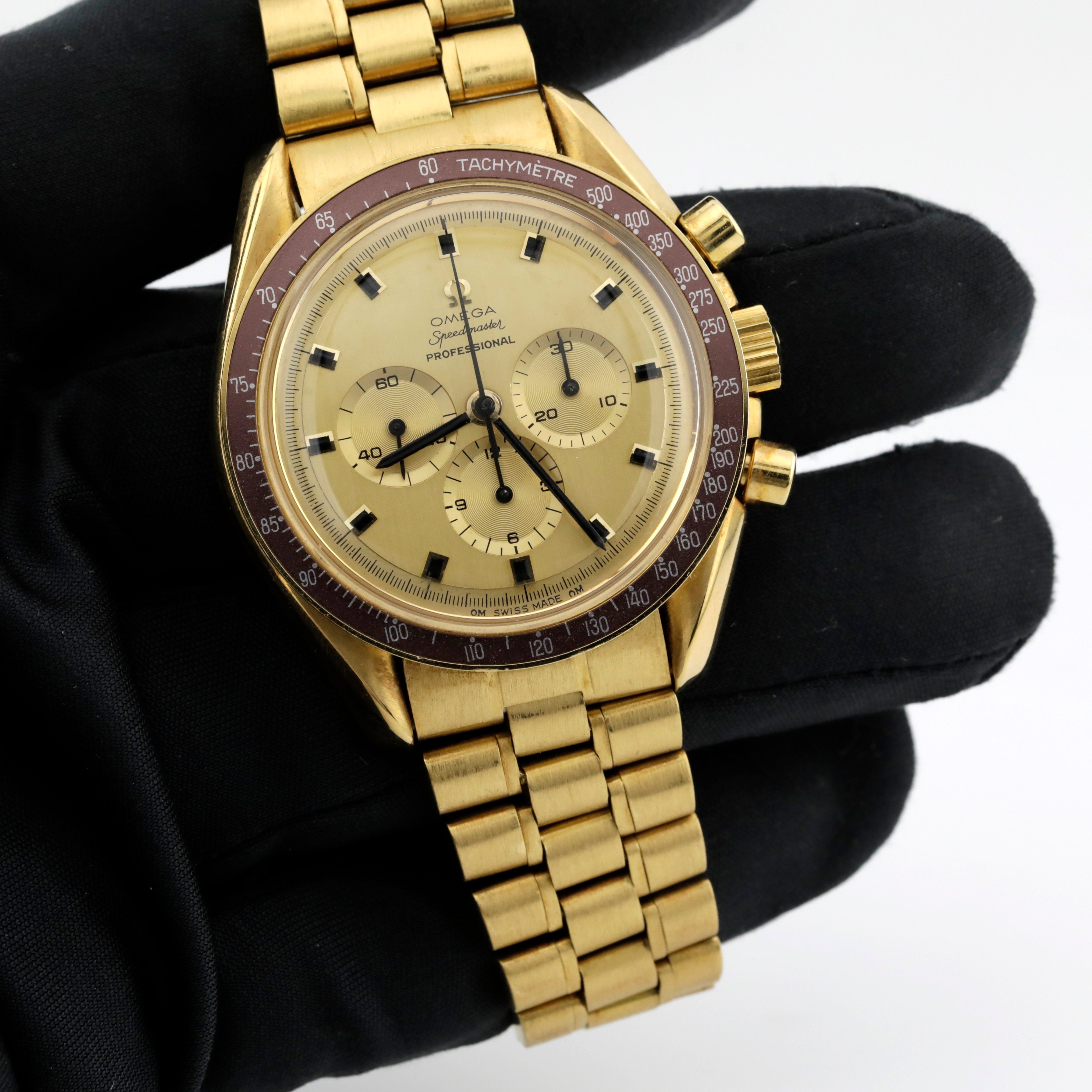 Pre Owned Omega Speedmaster Professional Moonwatch Apollo 11 Limited Edition 18k Gold Ref# BA145.022