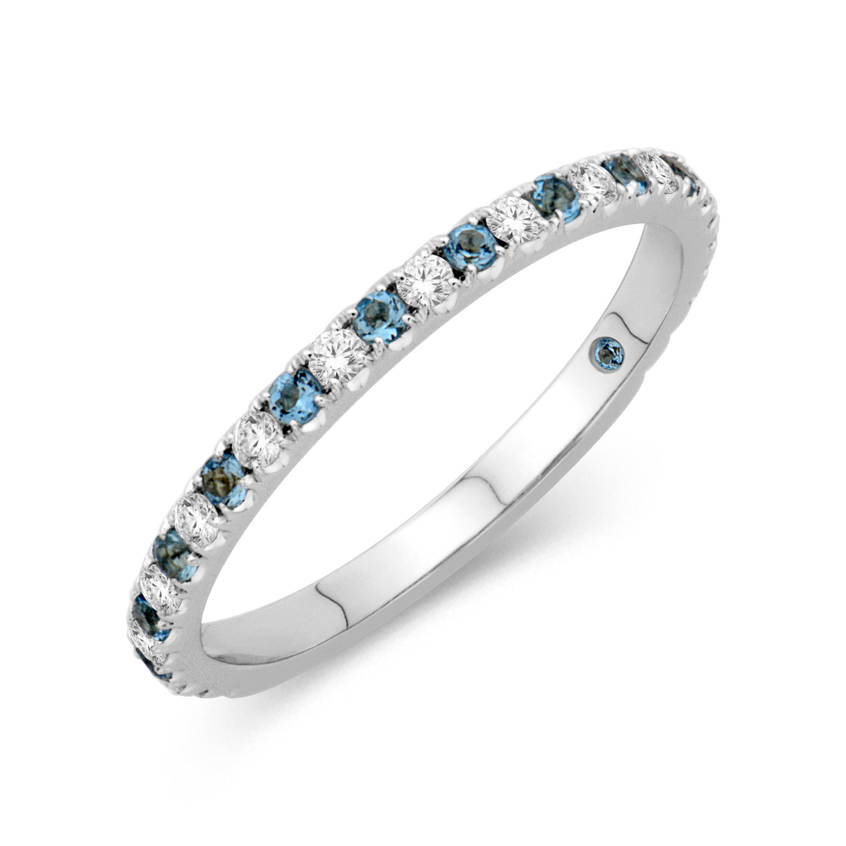 Diamond and Aquamarine Birthstone Band
