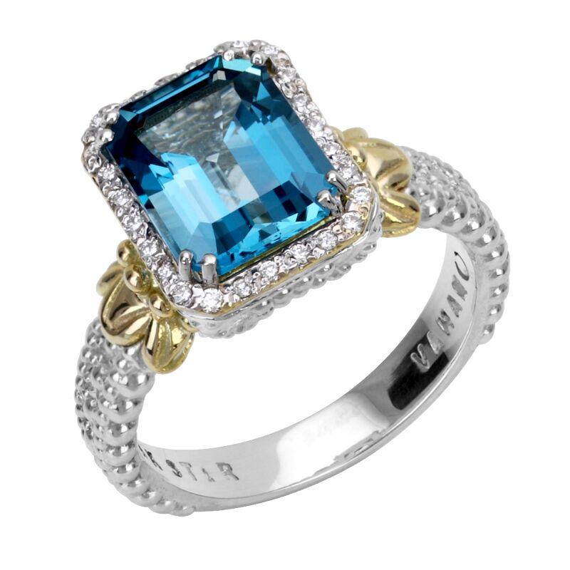 Vahan London Blue Tipaz and Diamond ring