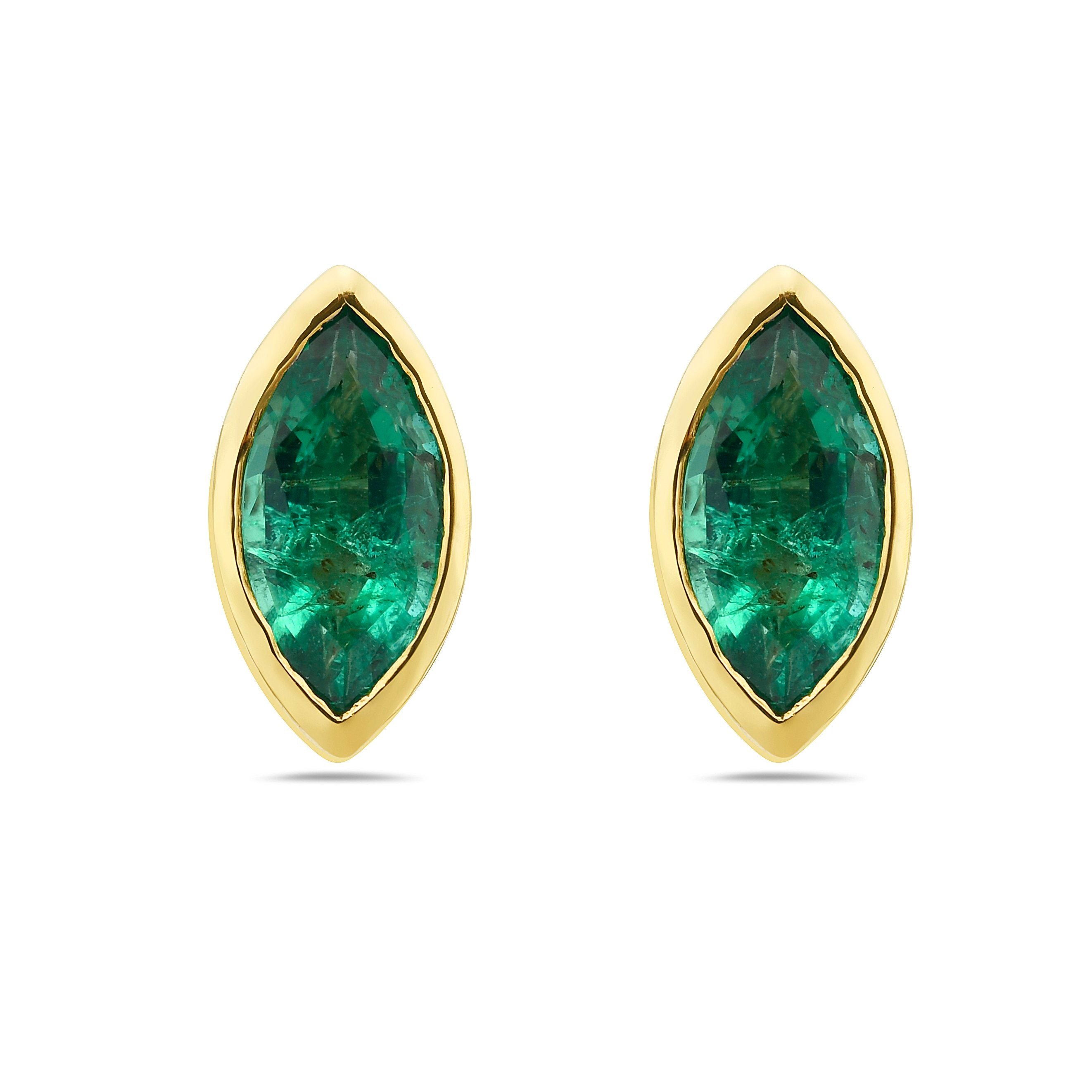 Green Emerald Stud Earrings