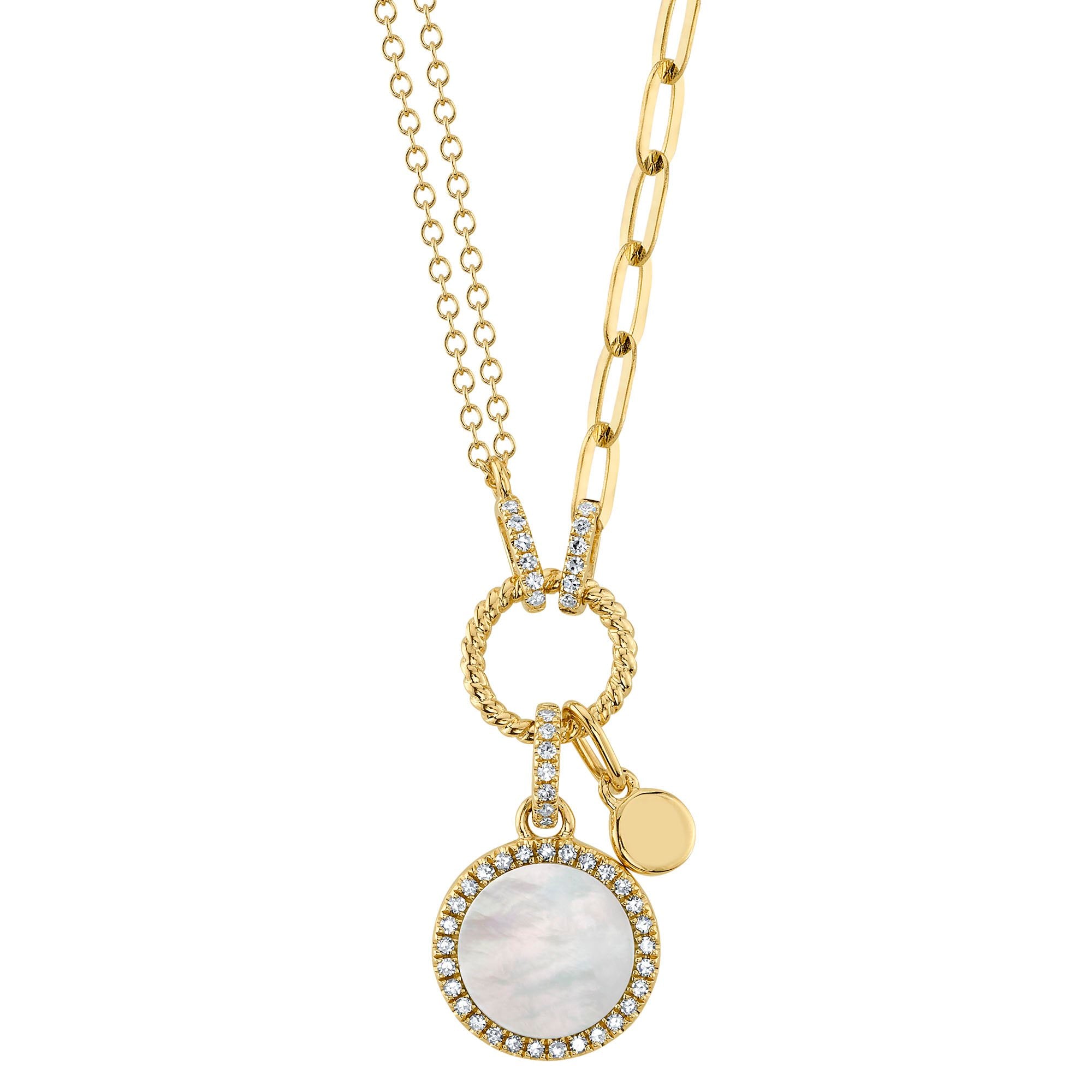 Shy Creation Diamond and Mother or Pearl Necklace