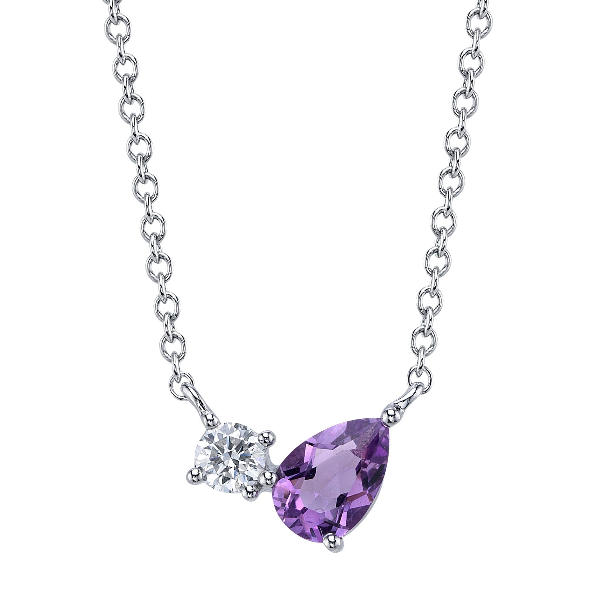 Shy Creation Diamond and Amethyst Necklace