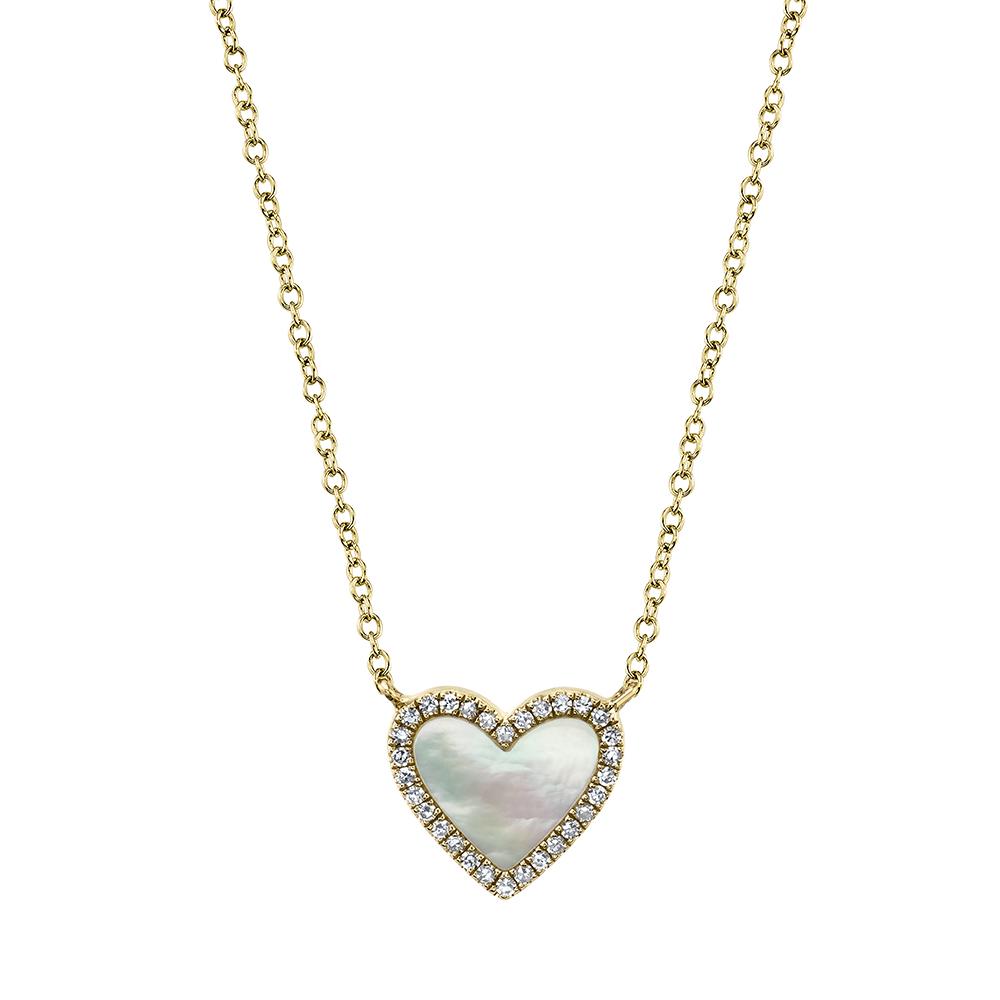 Shy Creation Diamond and Mother of Pearl Heart Necklace