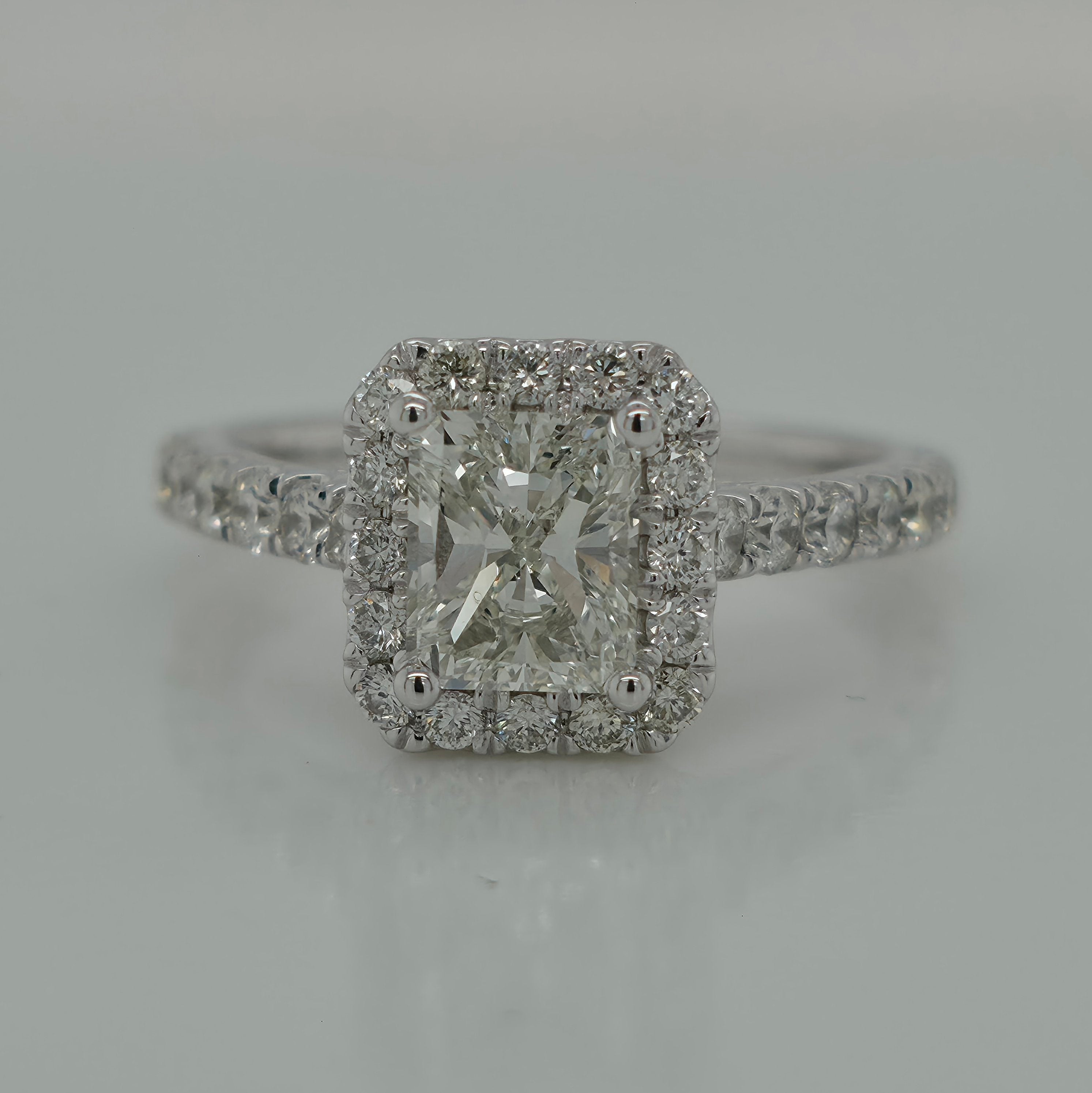 1.01ct Radiant Diamond Halo Engagement Ring