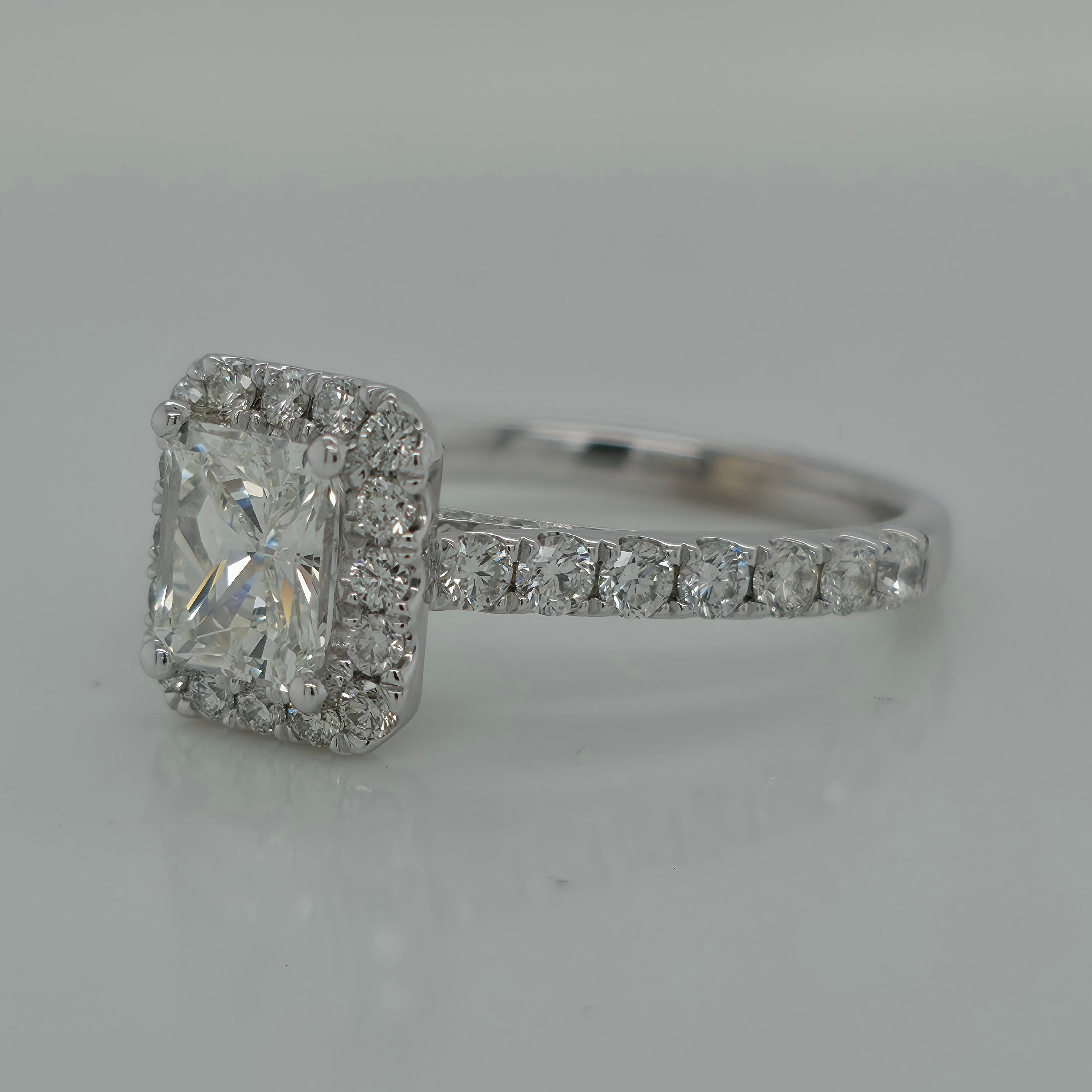 1.01ct Radiant Diamond Halo Engagement Ring