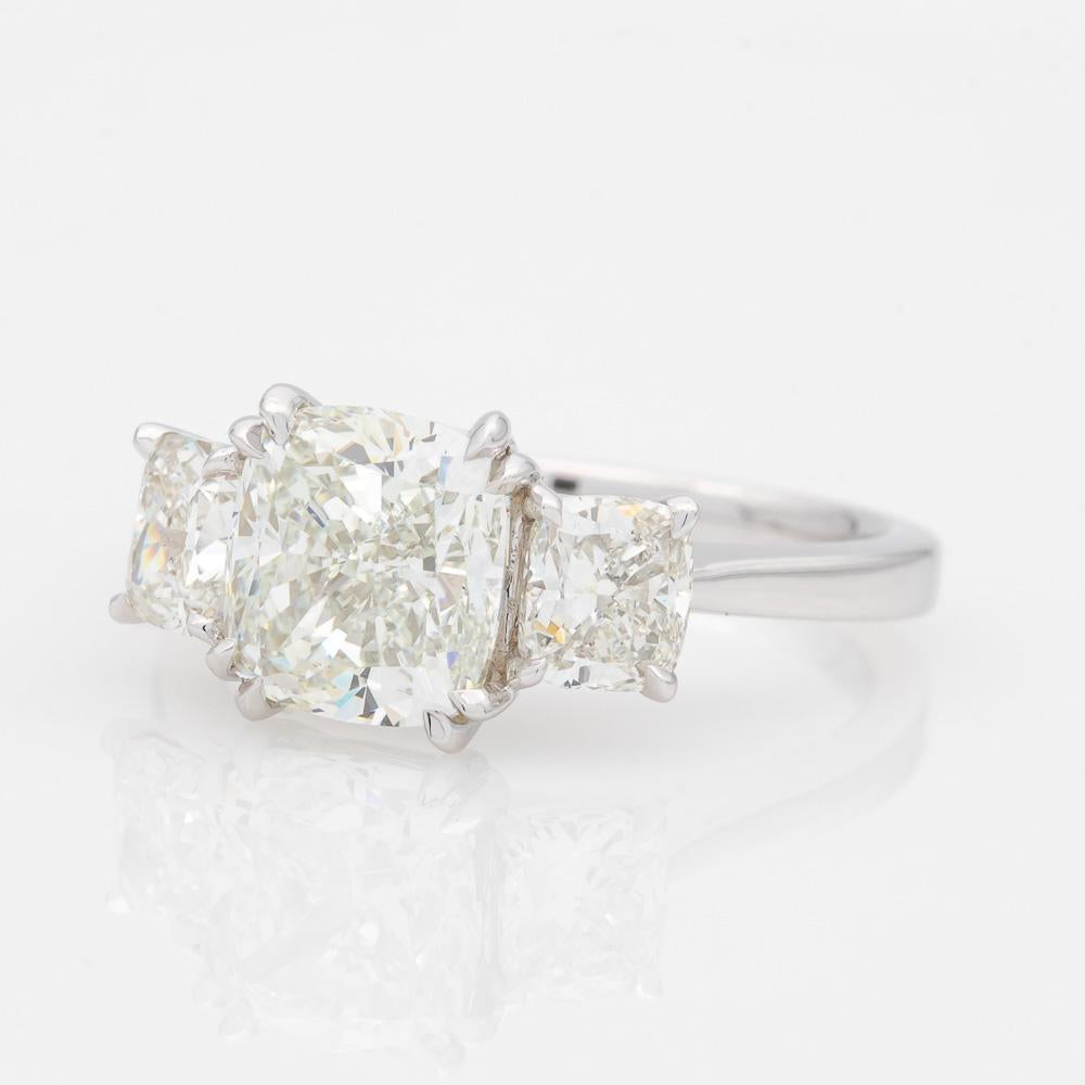 2.50ct Cushion Shaped Three Stone Diamond Engagement Ring