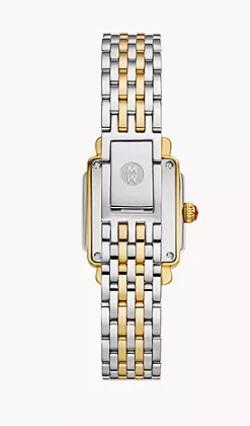 Michele Deco Madison Mini Diamond Two-Tone 18K Gold-Plated Watch 24mm Ref# MWW06D000172