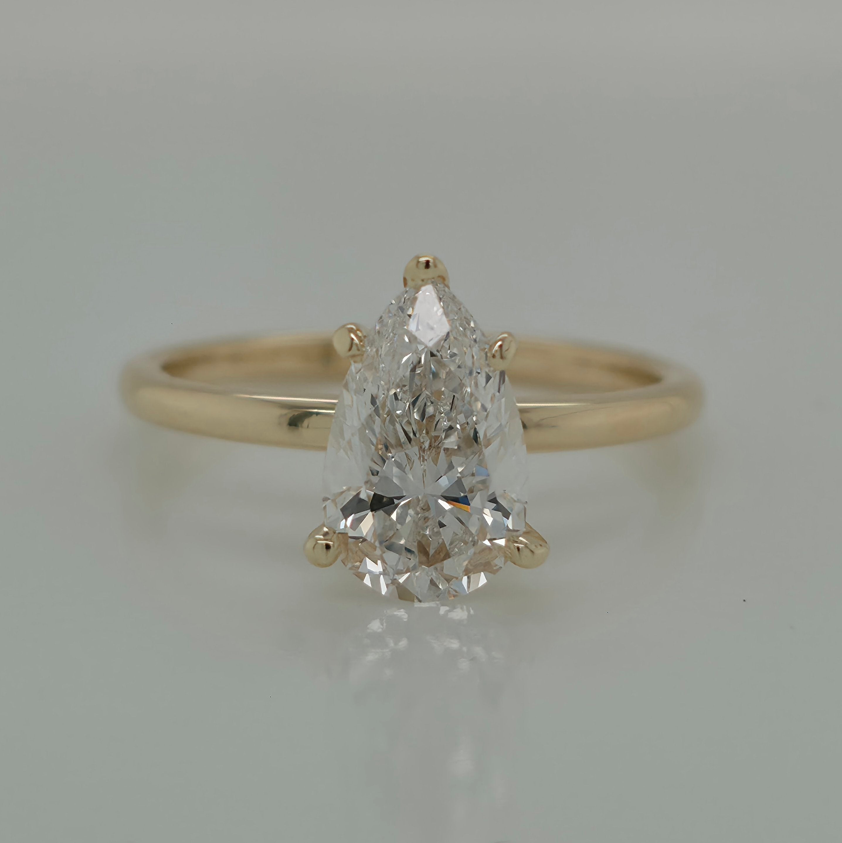1.51ct Pear Shaped Solitaire Diamond Engagement Ring