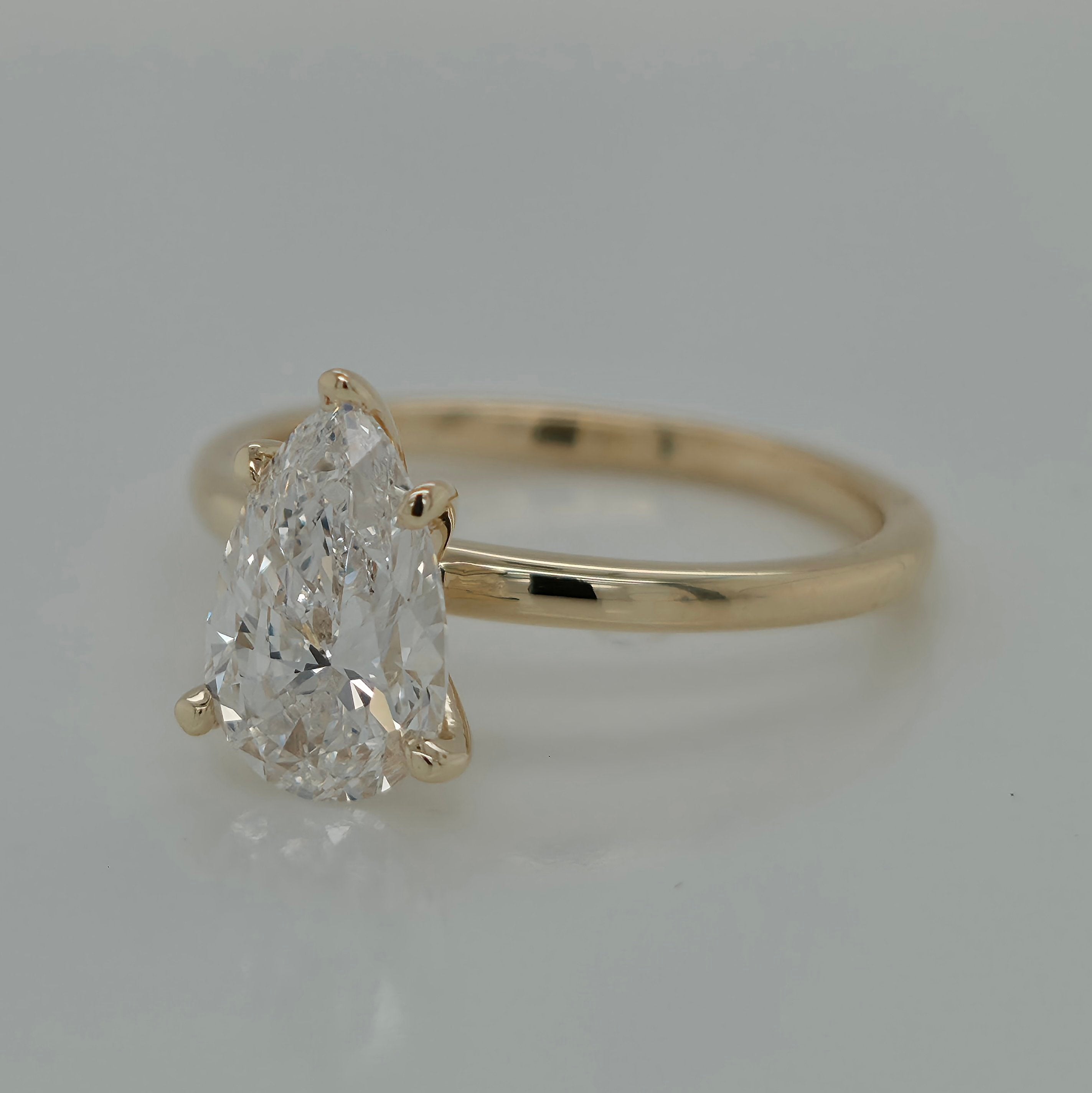 1.51ct Pear Shaped Solitaire Diamond Engagement Ring