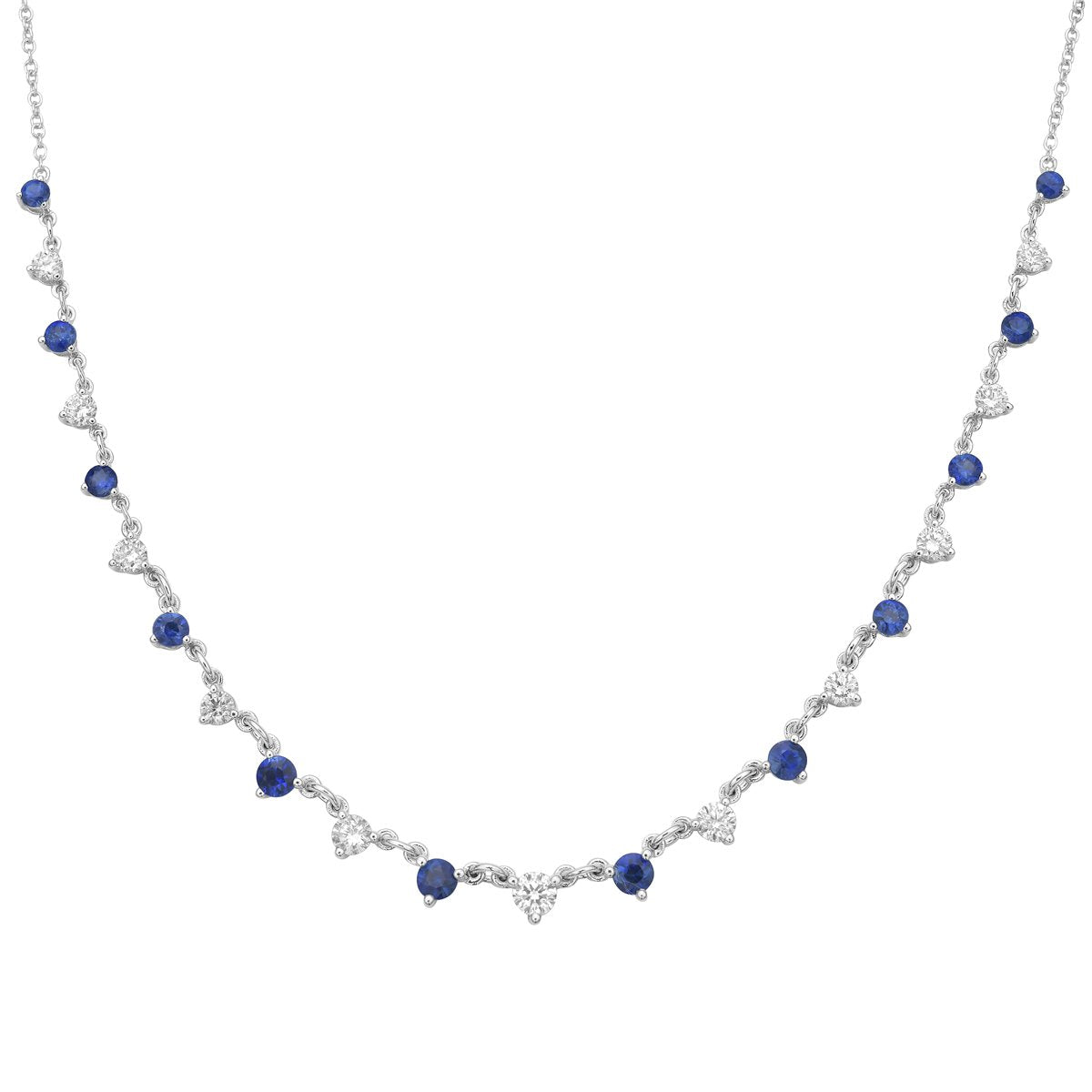 Diamond and Blue Sapphire Necklace