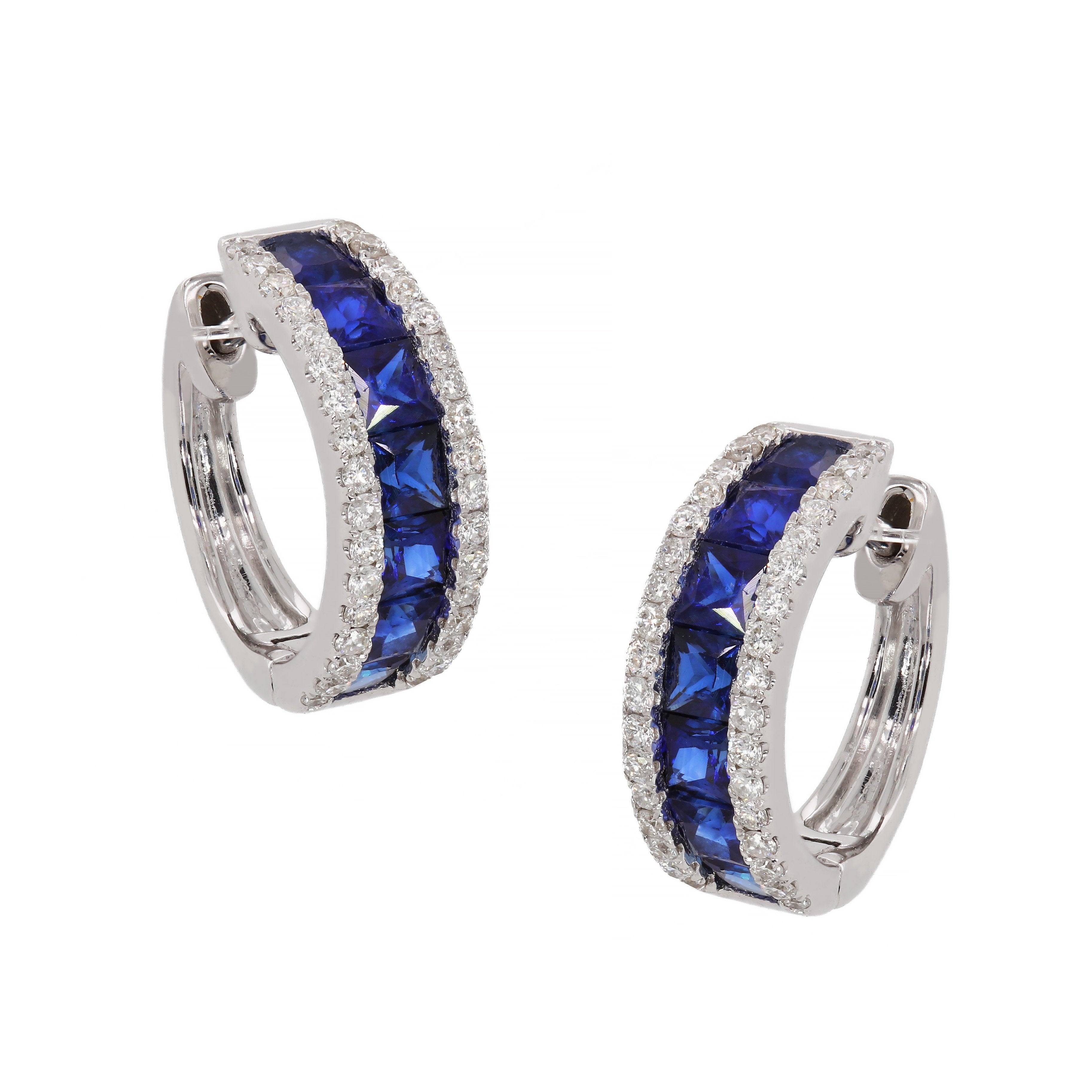 Diamond and Blue Sapphire Earrings