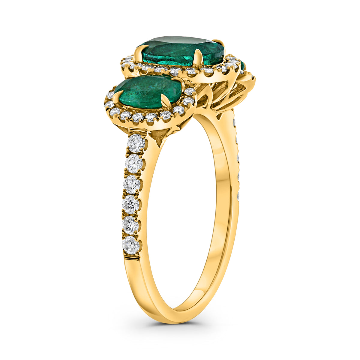 Green Emerald and Diamond Ring