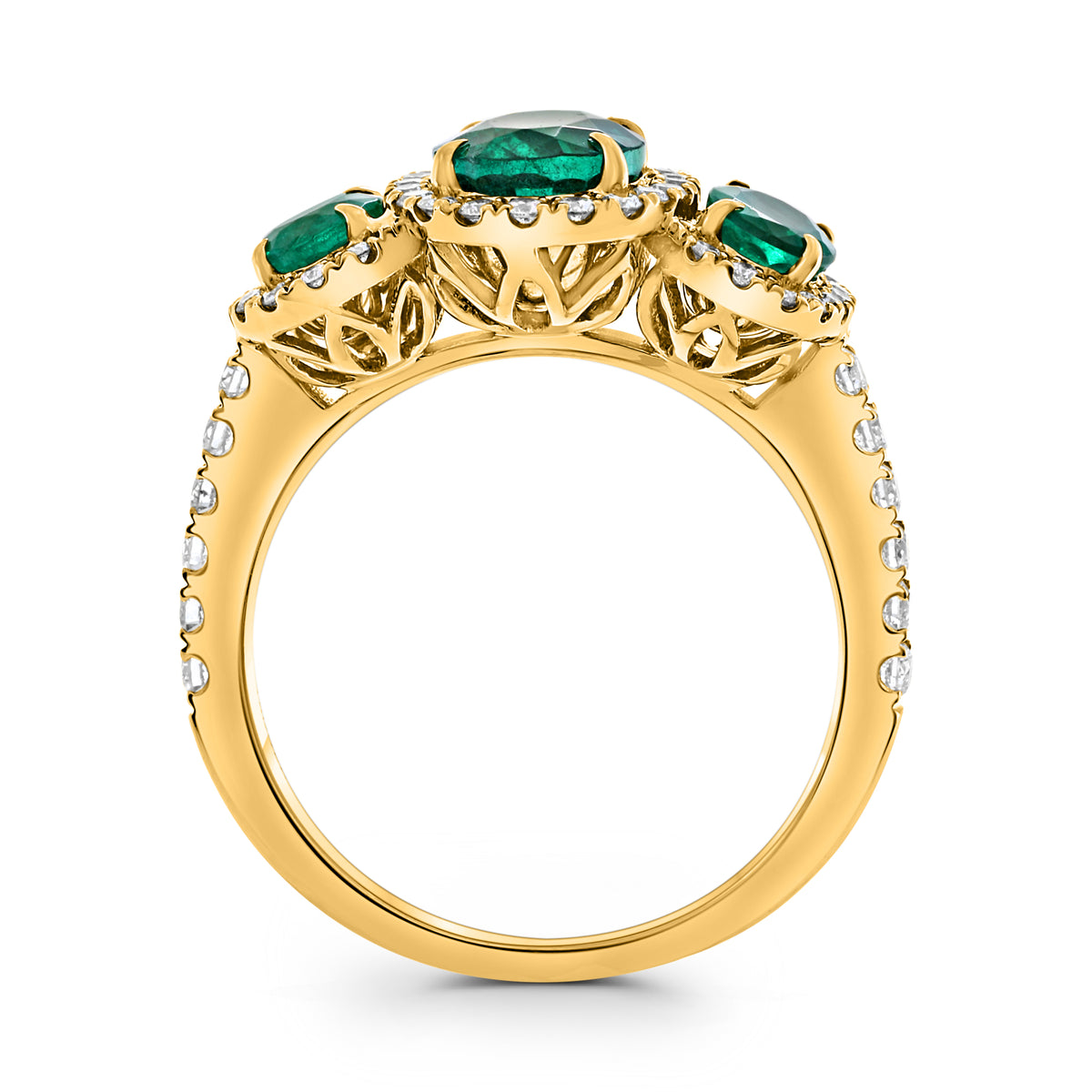 Green Emerald and Diamond Ring