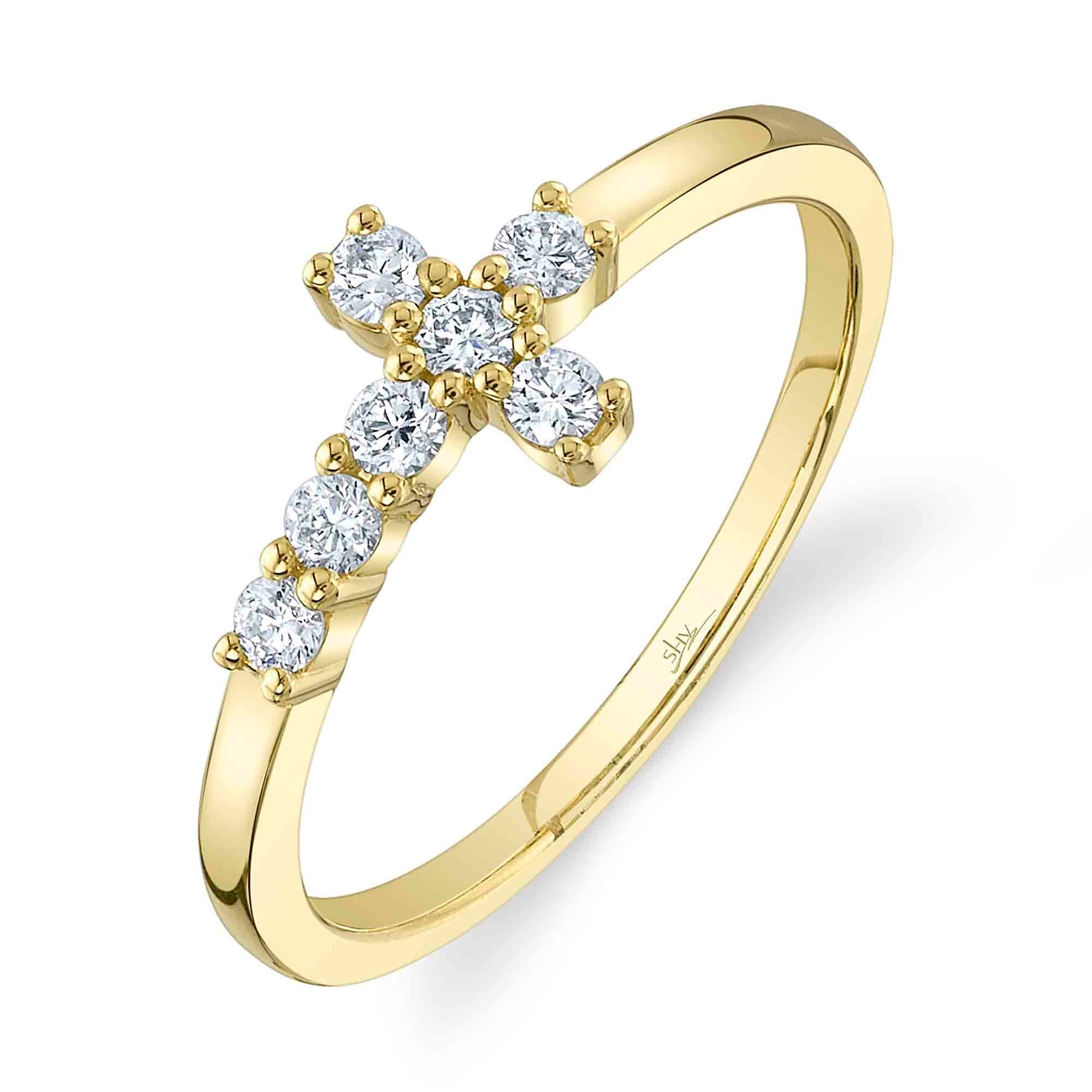 Shy Creation Diamond Cross Ring