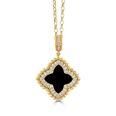 Doves Diamond and Black Onyx Pendant