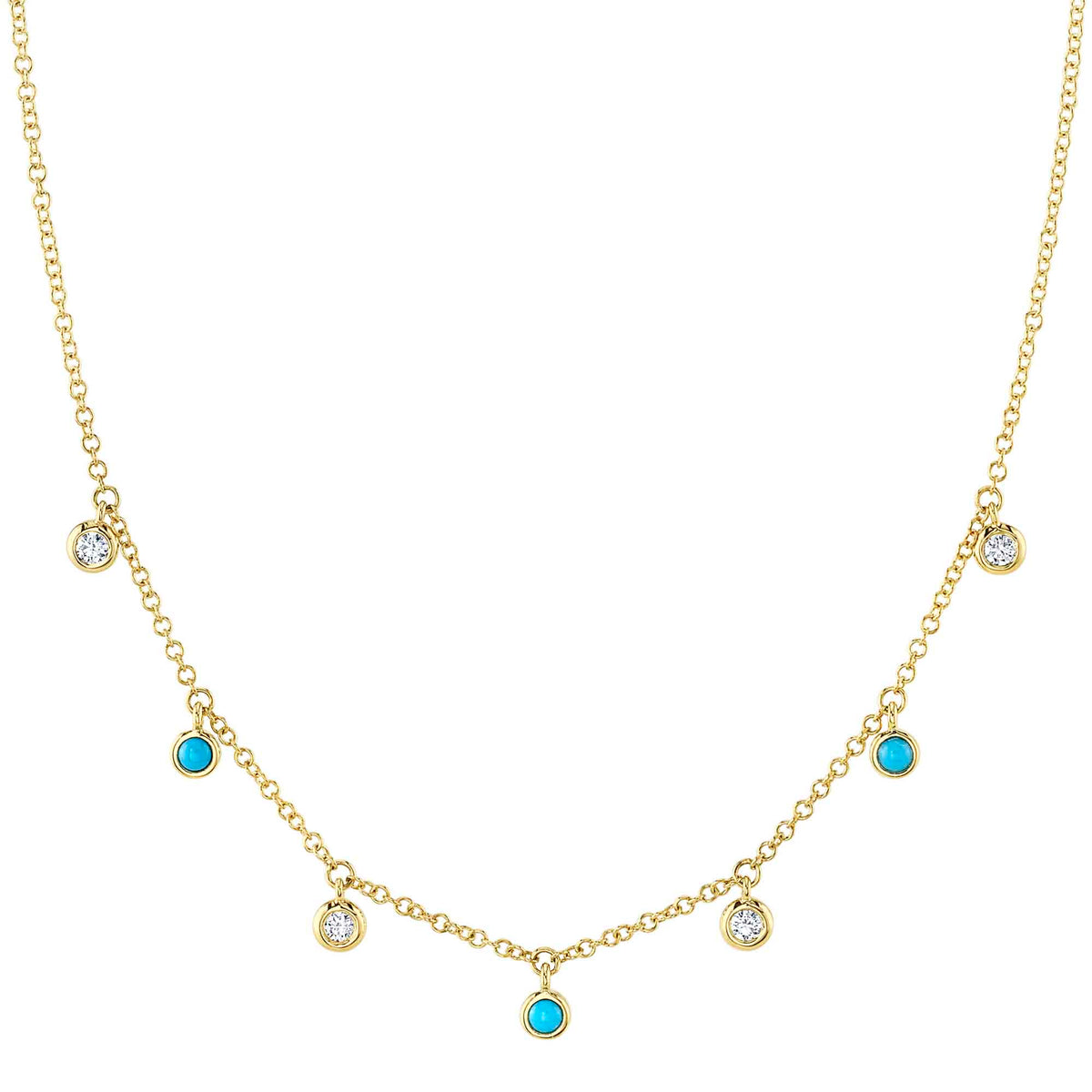 Shy Creation Diamond and Turquoise Necklace