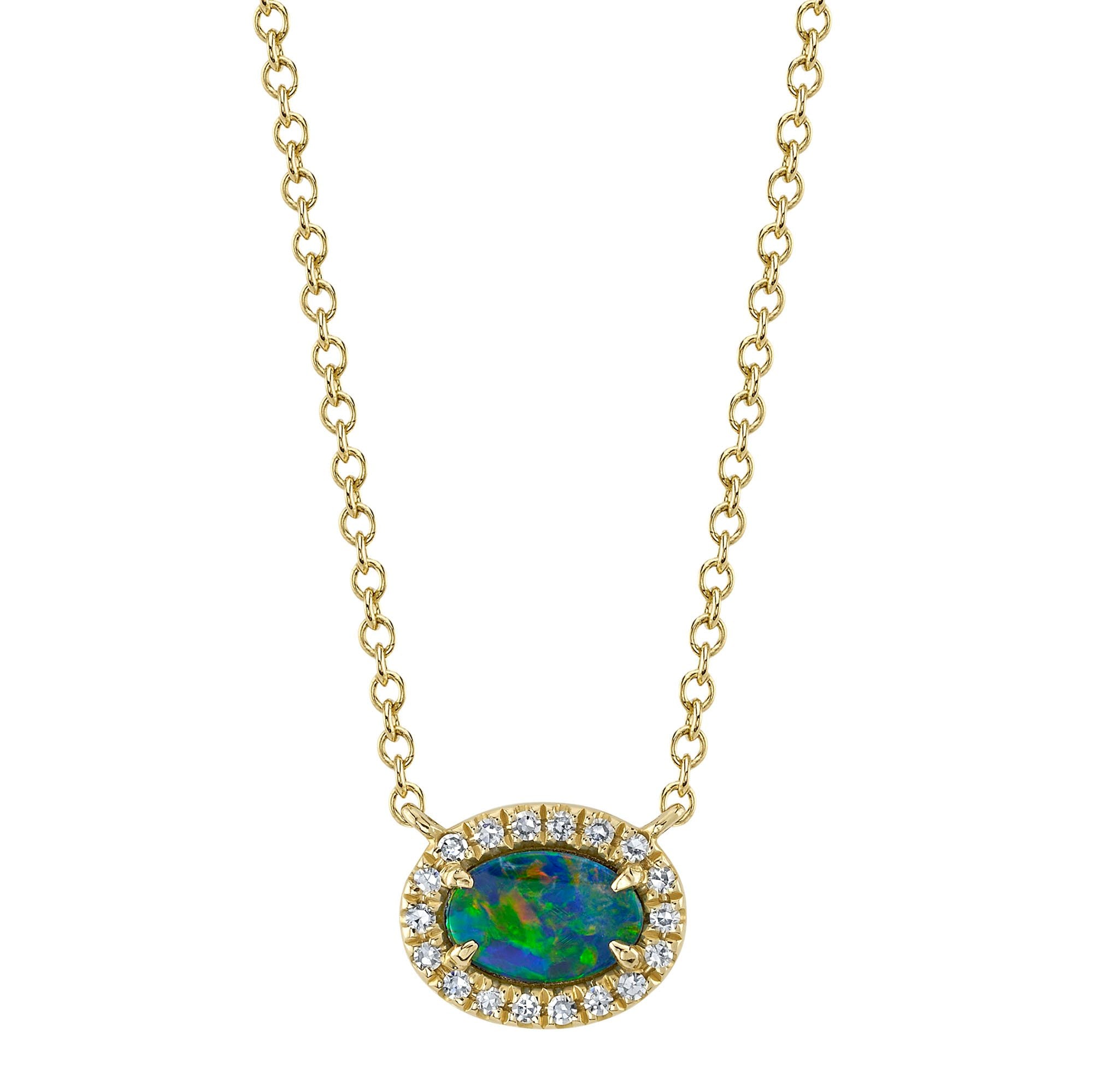 Shy Creation Opal and Diamond Necklace