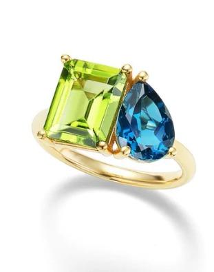 London Blur Topaz and Peridot Toi et Moi Ring