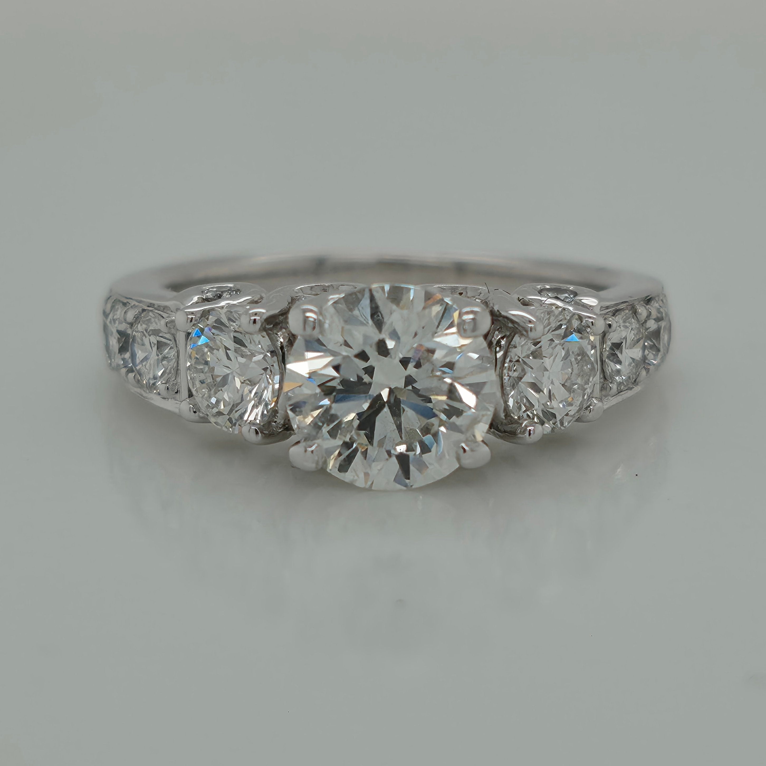1.32ct Round Brilliant Shaped Three Stone Diamond Engagement Ring