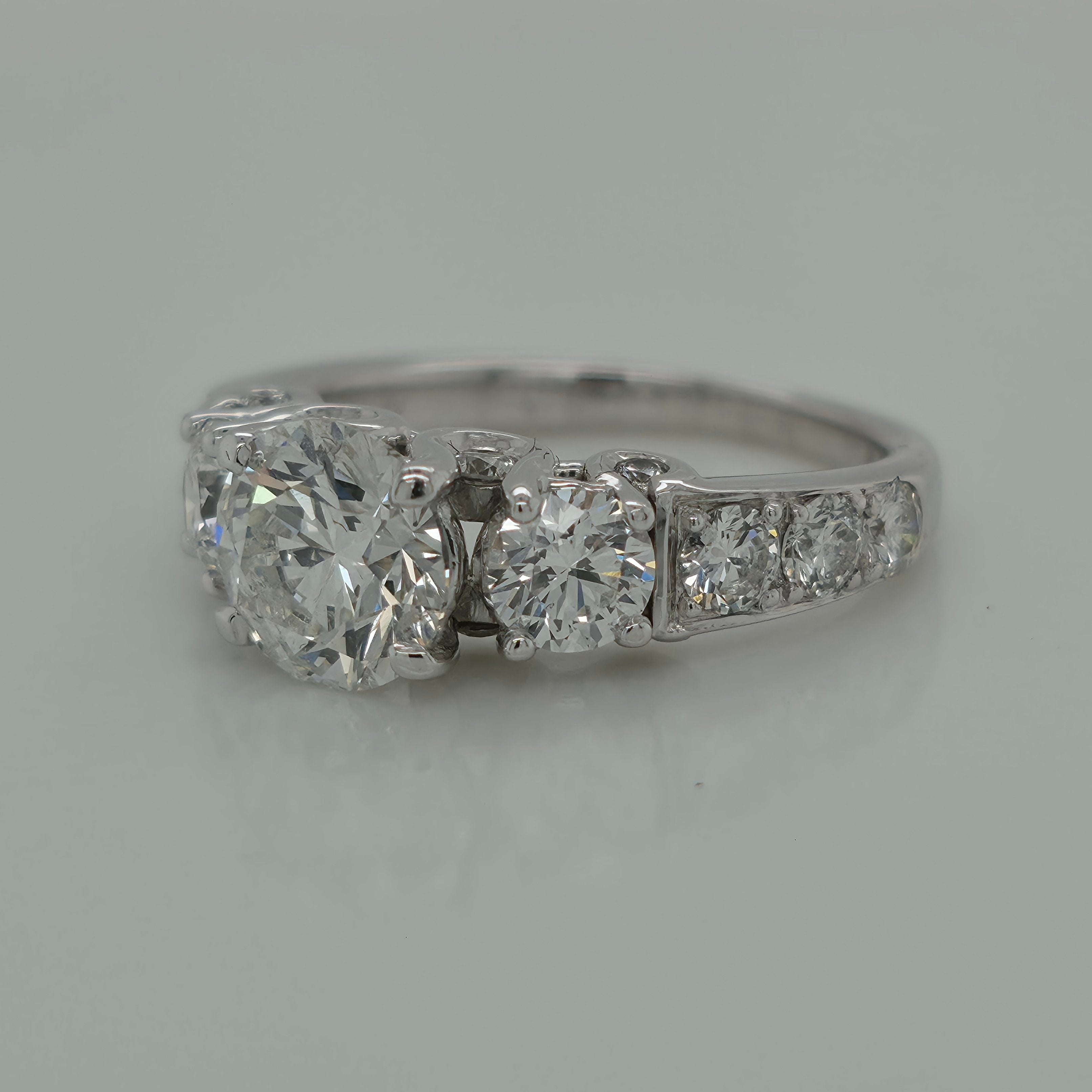1.32ct Round Brilliant Shaped Three Stone Diamond Engagement Ring