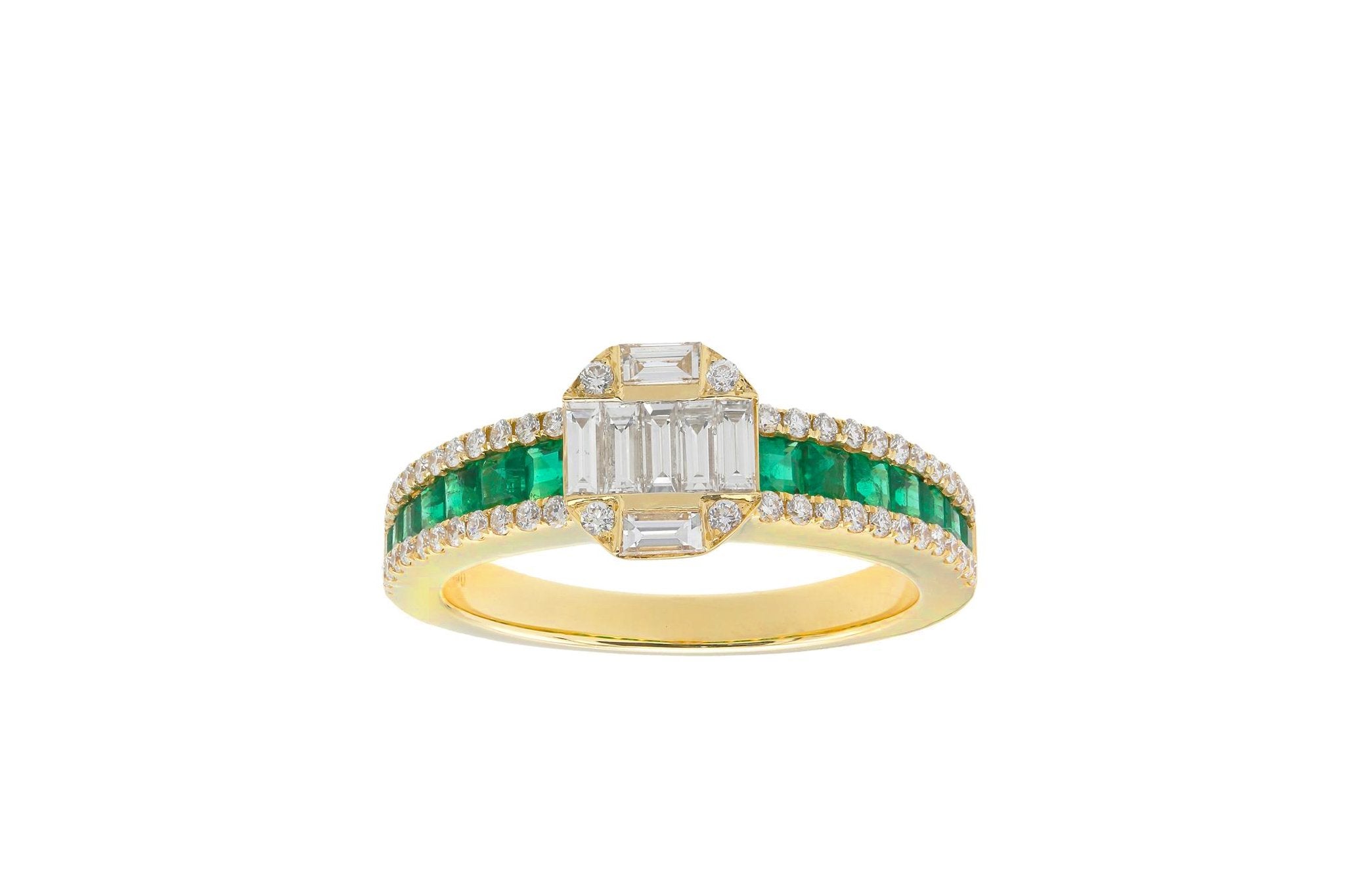 Diamond and Green Emerald Ring