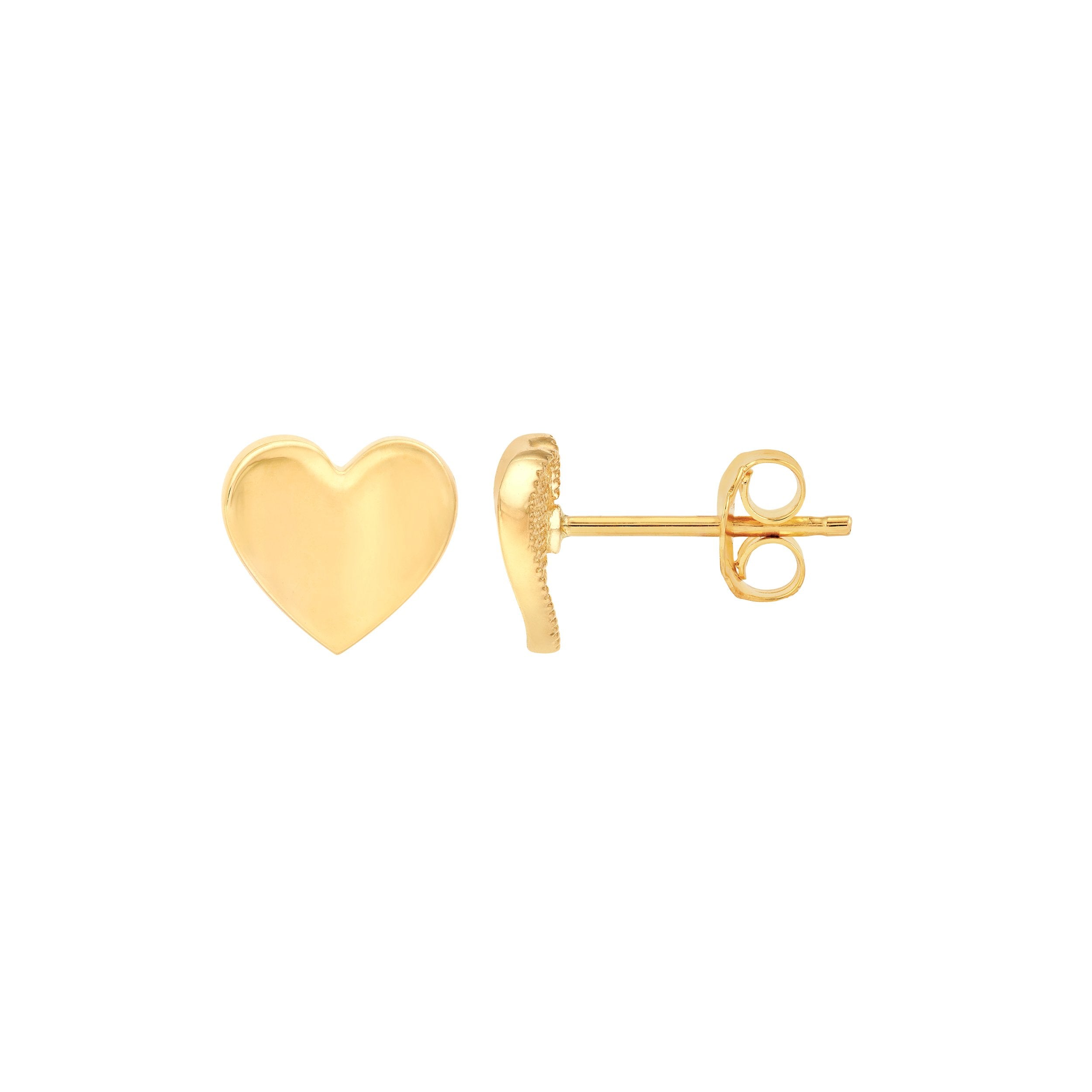 Gold Heart Stud Earrings