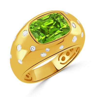 Doves Peridot and Diamond Ring