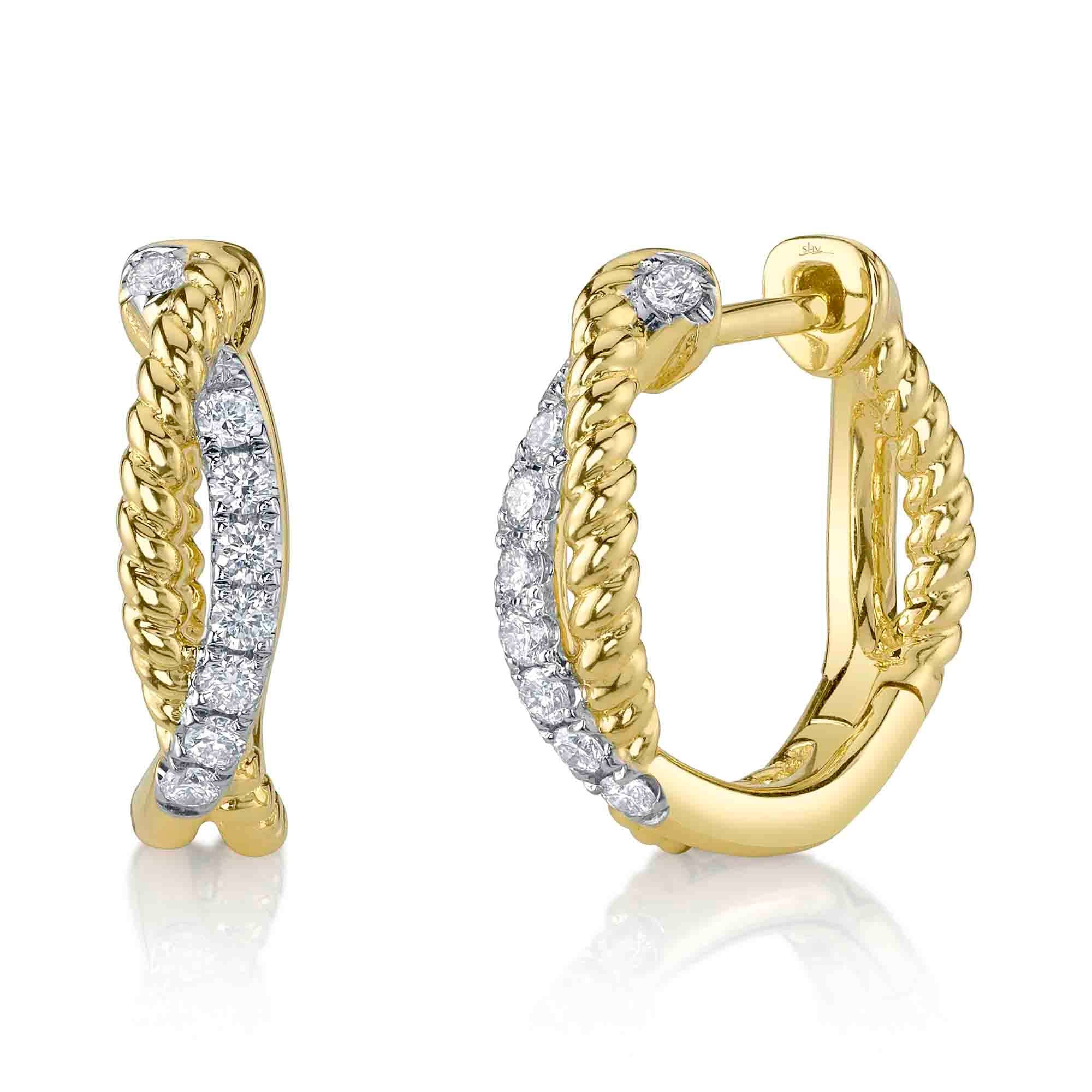 Shy Creation Diamond Hoop Earrings