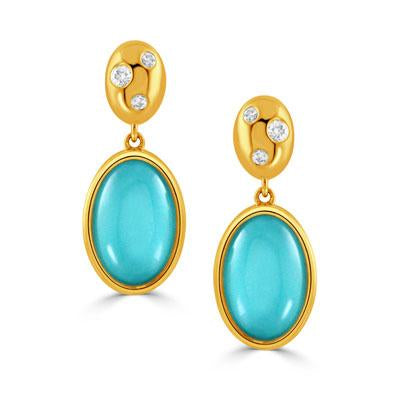 Doves Diamond and Turquoise Earrings