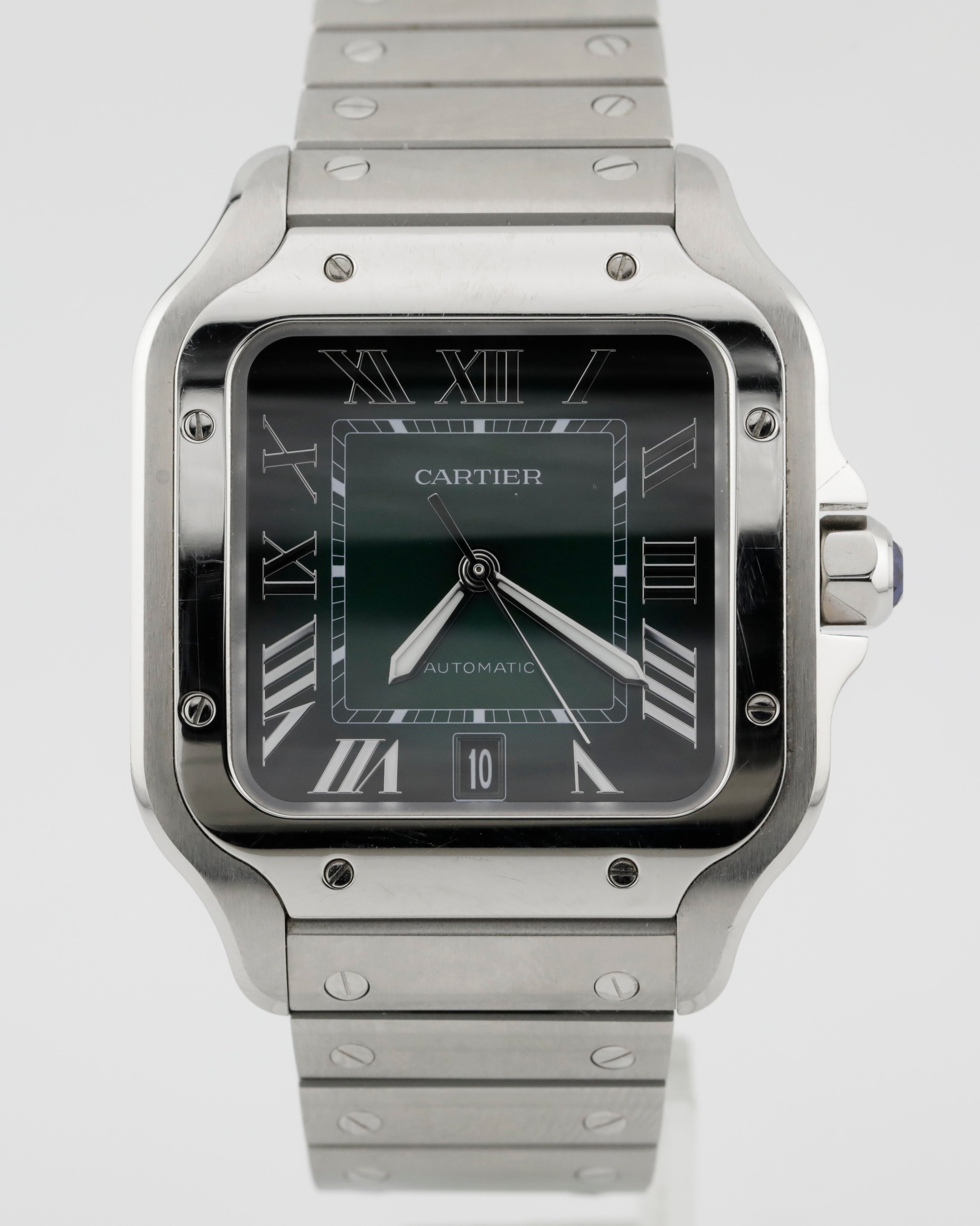 Pre Owned Cartier Santos De Cartier Large model, green, ref. WSSA0062
