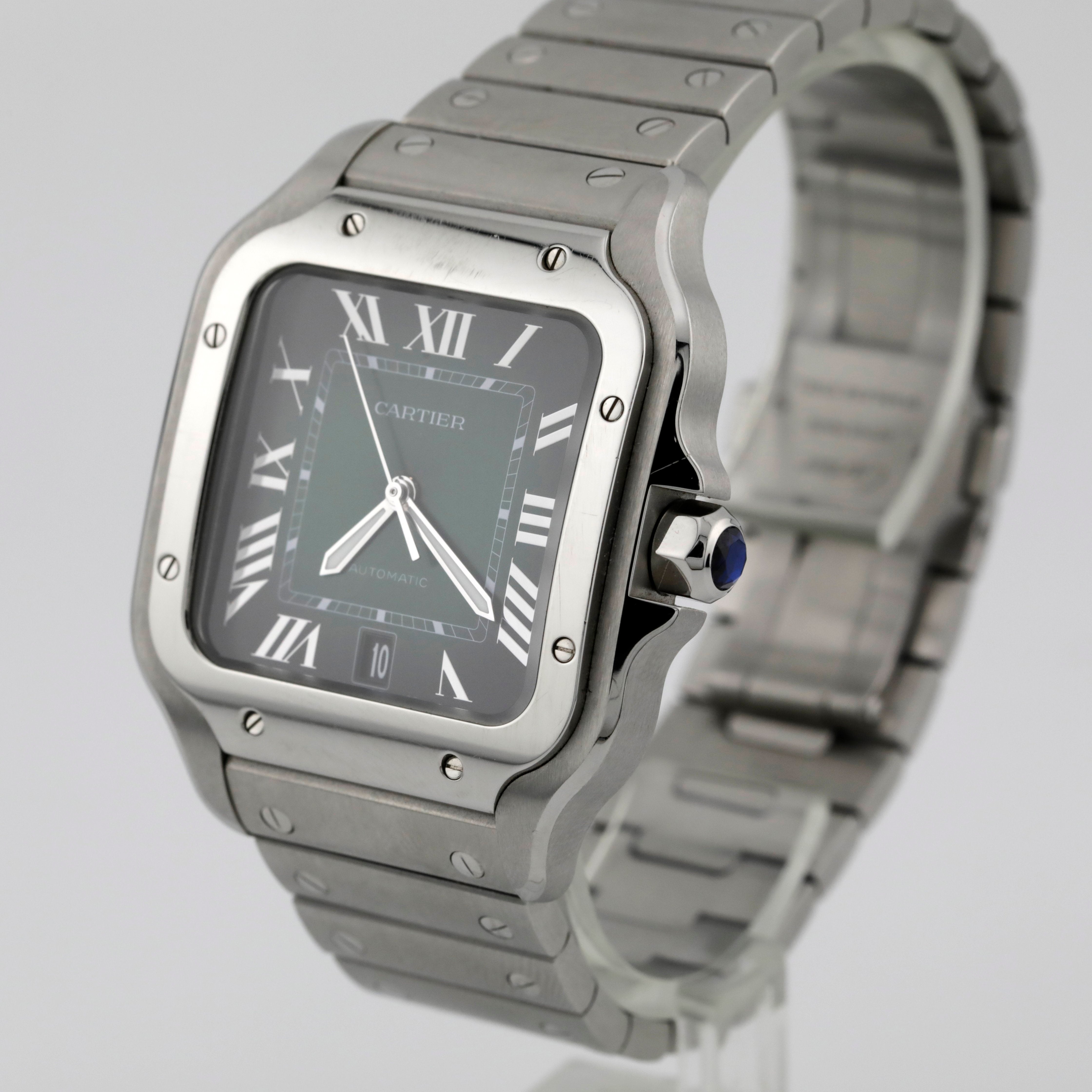Pre Owned Cartier Santos De Cartier Large model, green, ref. WSSA0062