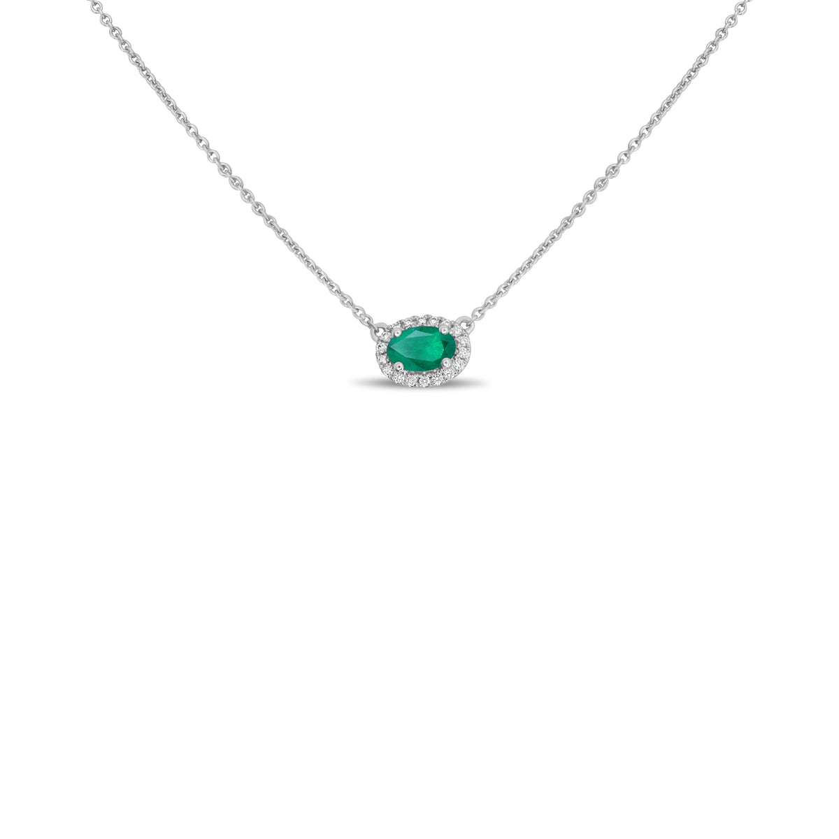 Green Emerald Halo Pendant