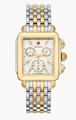Michele Deco Two-Tone 18K Gold-Plated Diamond Dial Ref# MWW06A000779