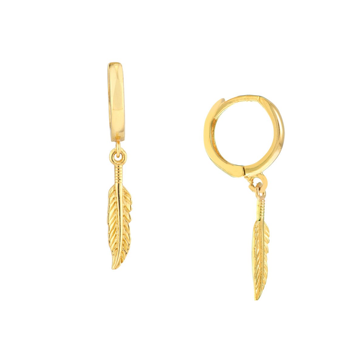 Gold Feather Dangle Earrings