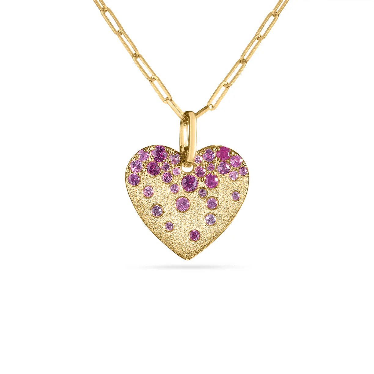 Pink Sapphire and Ruby Heart Pendant