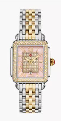 Michele Limited Edition Deco Madison Mid Two-Tone 18K Gold-Plated Diamond Watch Ref# MWW06G000047