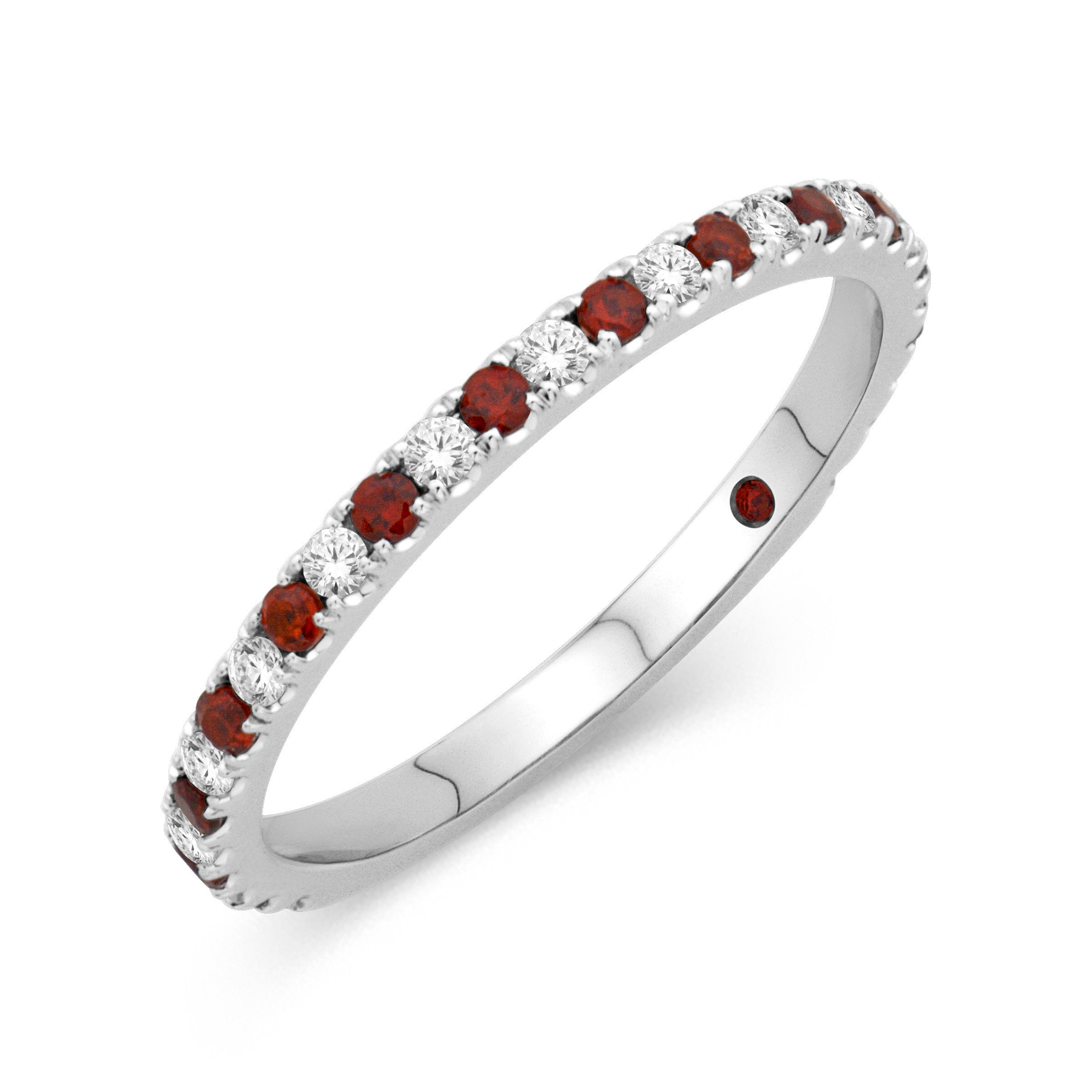 Diamond and Garnet Birthstone Band