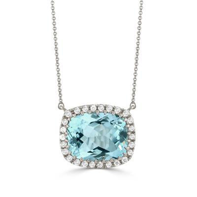 Doves Diamond and Sky Blue Topaz Necklace