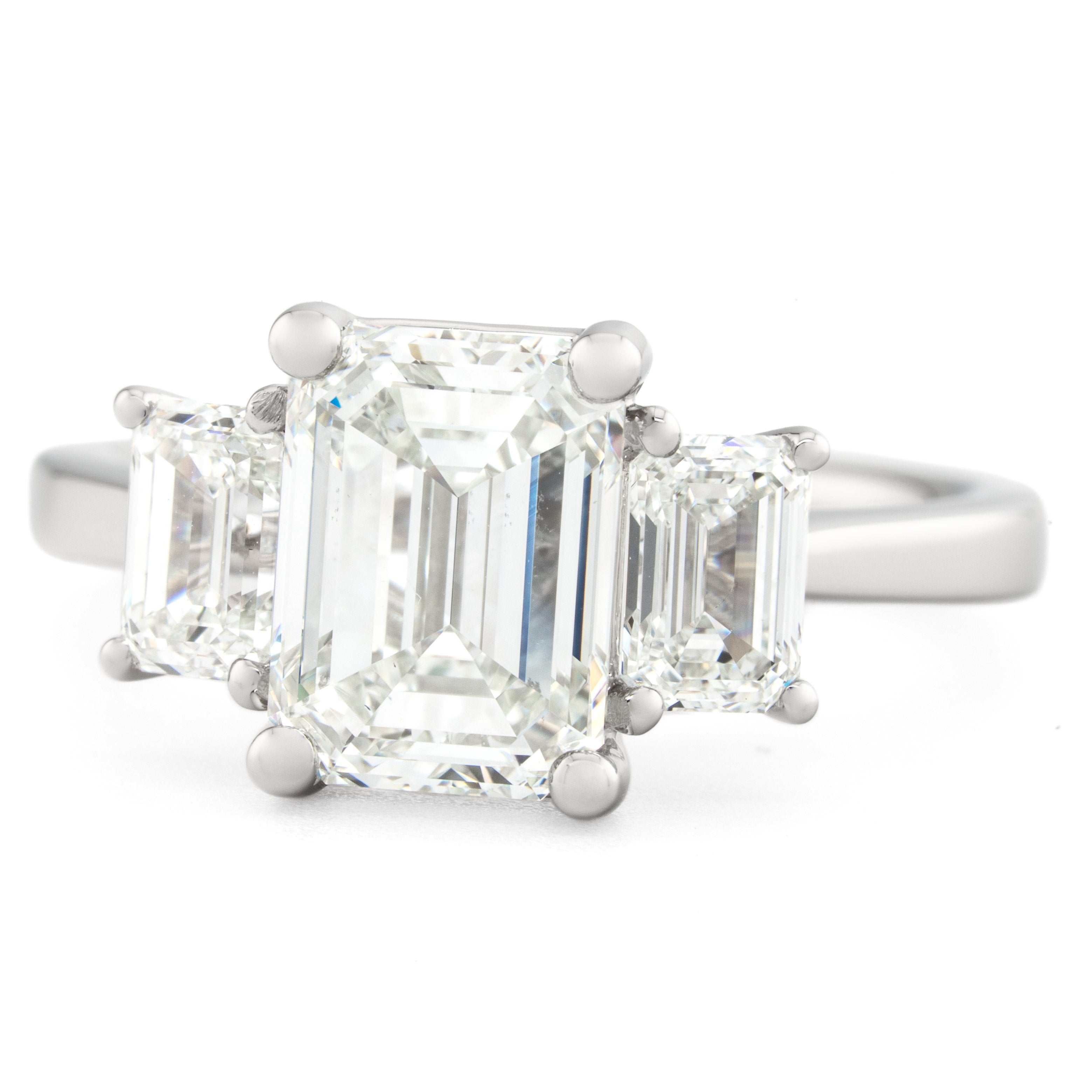 2.50ct Emerald Cut Three Stone Diamond Engagement Ring