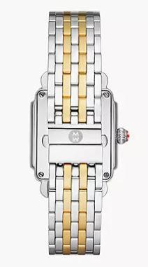 Michele Deco Mid Two-Tone 18k Gold-Plated Diamond Dial Watch Ref# mww06v000042