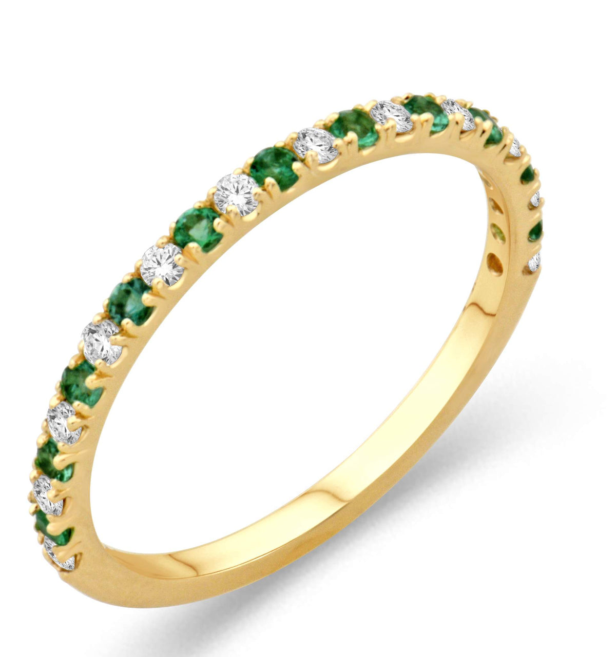 Diamond and Green Emerald Band