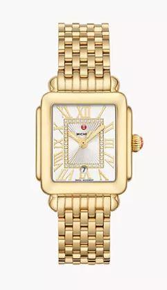 Michele Deco Madison Mid 18K Gold-Plated Diamond Dial Watch Ref# MWW06G000014