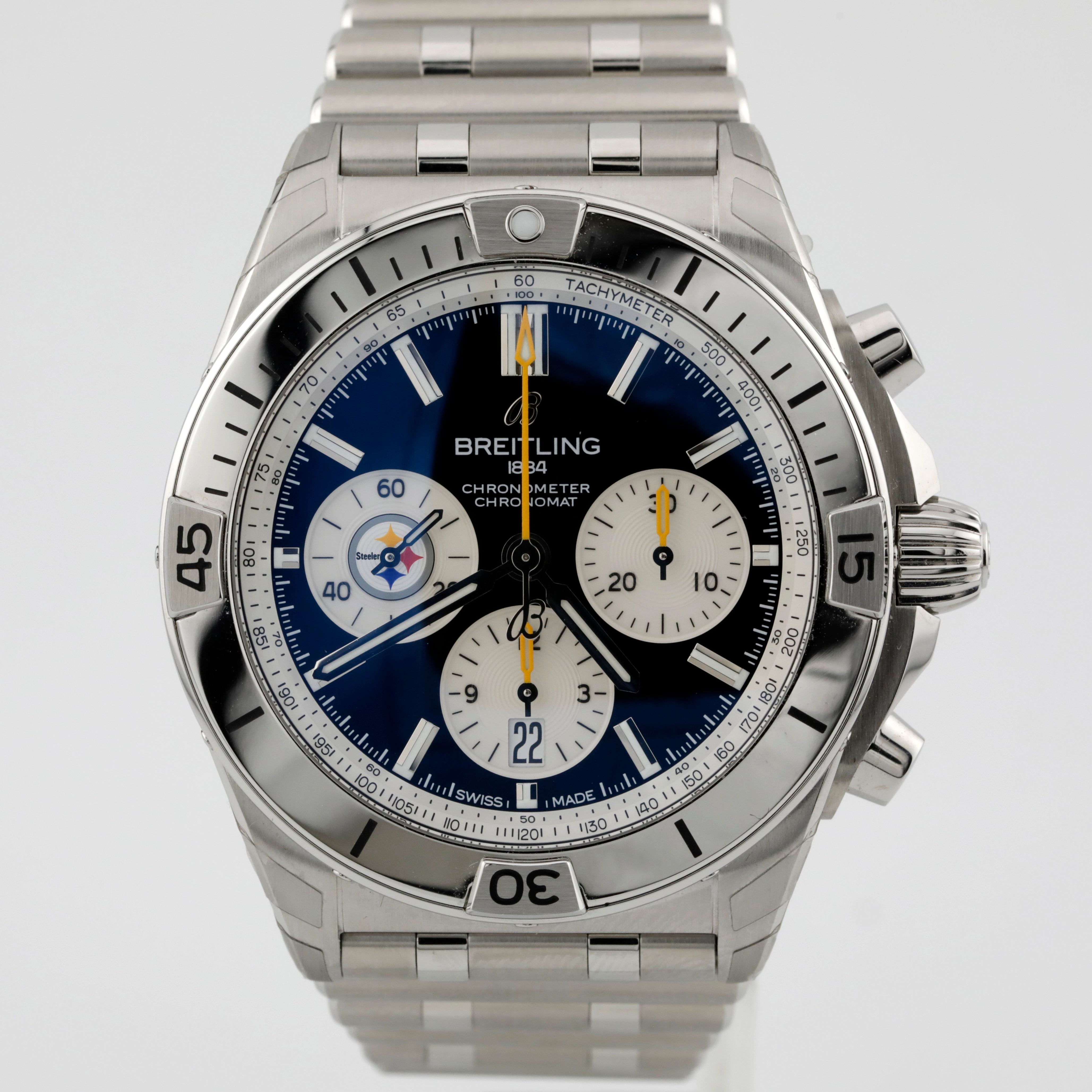 Pre Owned Breitling Chronomat B01 42 NFL Pittsburgh Steelers Edition Ref# AB01342B1B2A1
