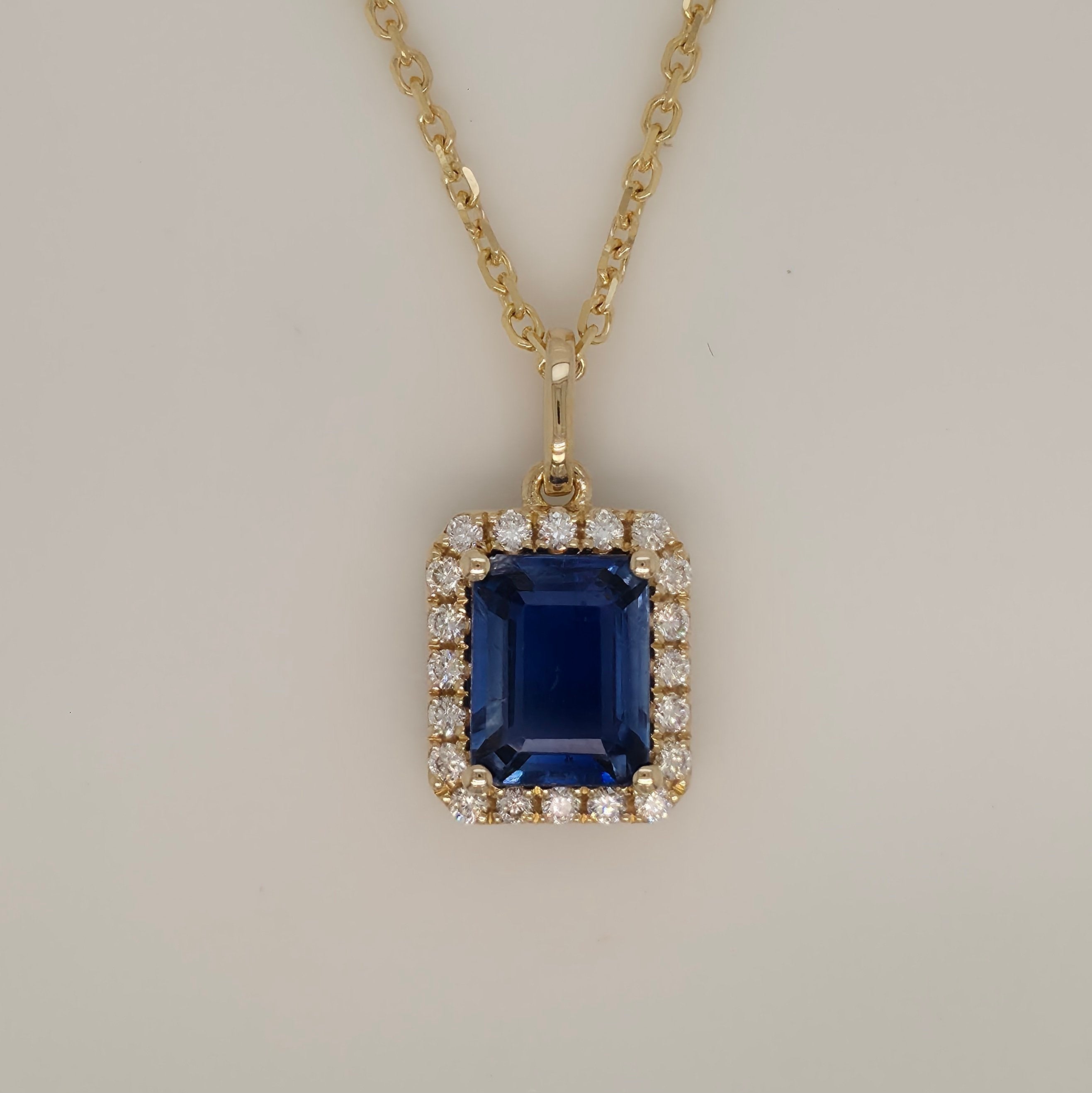 Blue Sapphire and Diamond Pendant