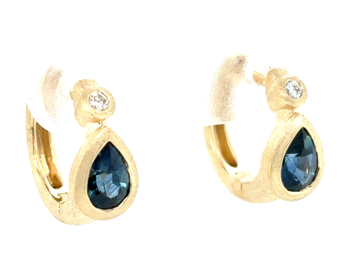 Dilamani Montana Blue Sapphire and Diamond Huggie Earrings